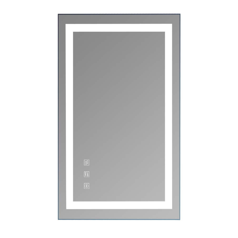 Square Touch LED Bathroom Mirror with Tricolor Dimming Lights - 40x24 Inches - Modern Vanity Mirror for Makeup, Shaving & Home Decor