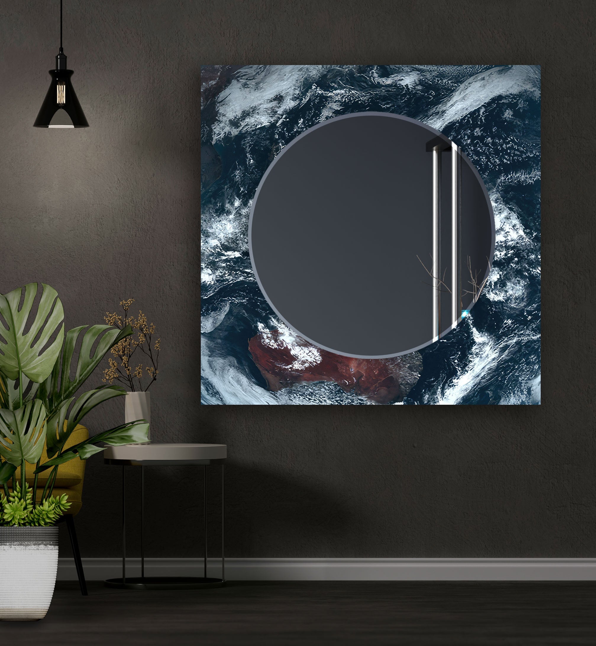 Stylish Black and White Wall Mirror - Modern Home Decor for Living Room, Bedroom, or Bathroom - Perfect for Selfies, Vanity, and Interior Design