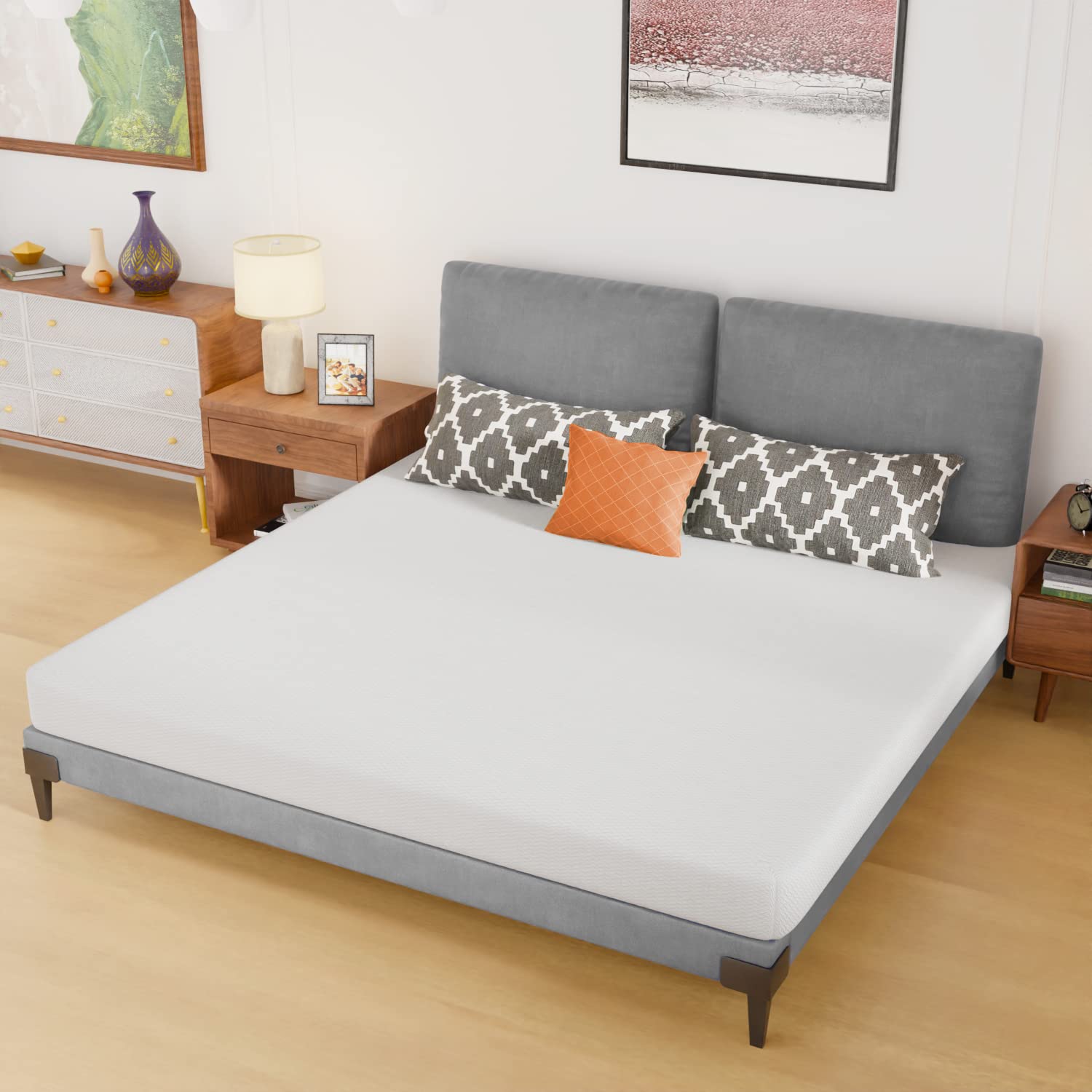 PayLessHere King Size 6 Inch Gel Memory Foam Mattress - Medium Firm Support, Pressure Relief & Temperature Regulation, CertiPUR-US Certified (White) | Perfect for Bedrooms, Guest Rooms & Small Spaces