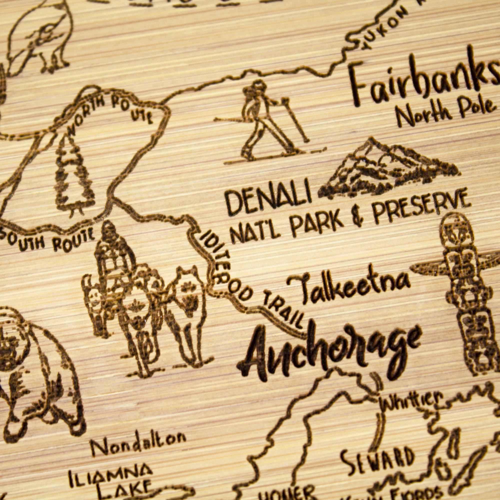 Premium Alaska-Themed Wooden Cutting Board - 11