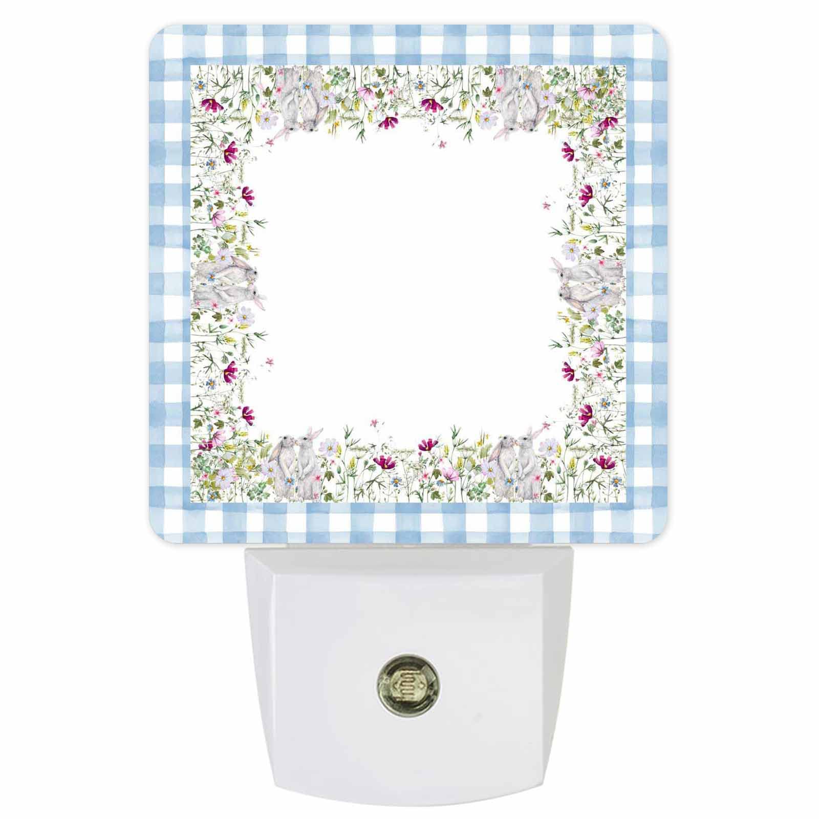 LED Night Light with Auto Sensor - Bunny Flower Design for Kids Bedroom & Nursery Decor