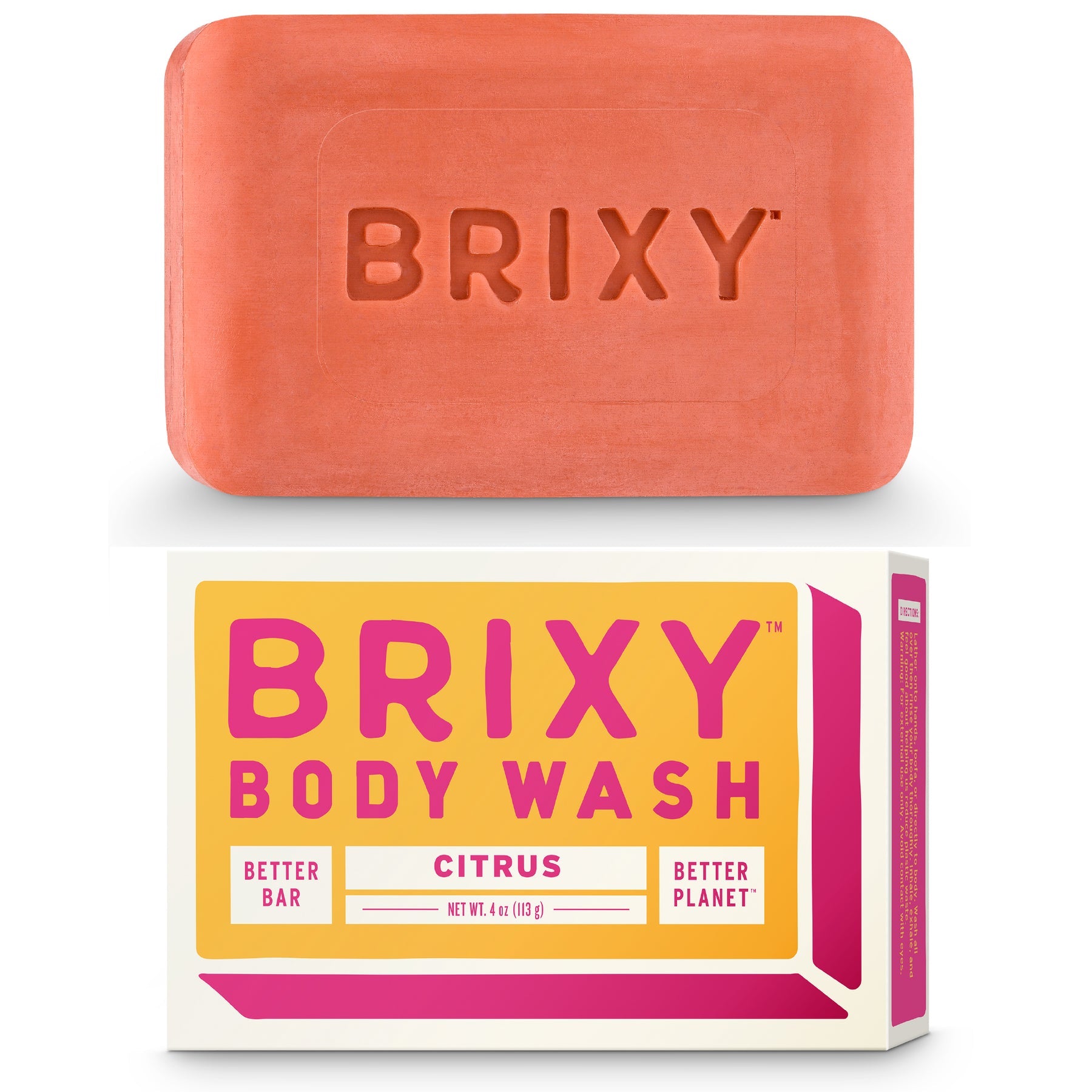 Brixy | Natural Citrus Body Wash Bar for Men & Women - Refreshing & Hydrating for Dry Skin - Perfect for Shower, Gym & Travel