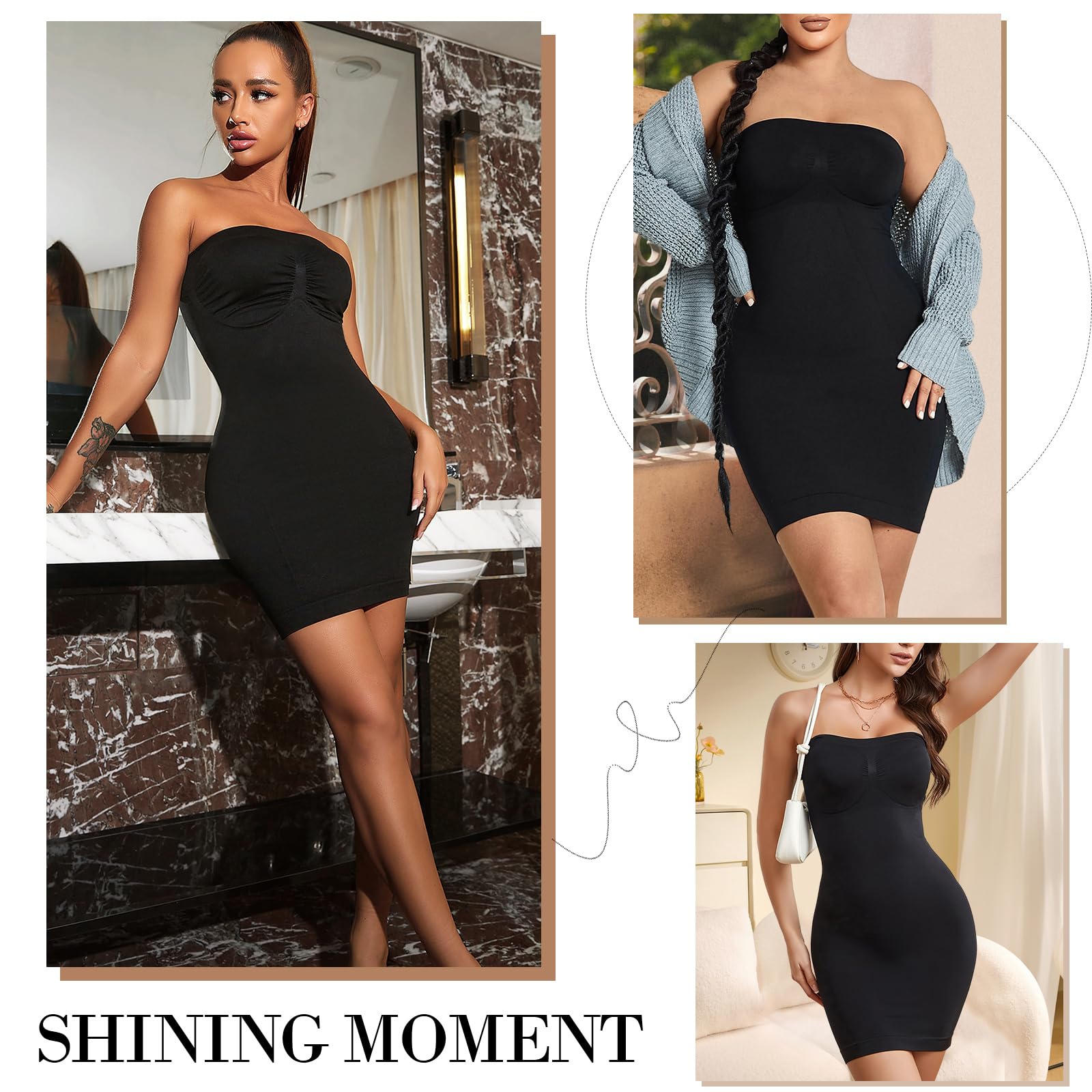 Women's Seamless Strapless Full Body Shapewear - Tummy Control Slip for Under Dresses | Perfect for Weddings, Evening Gowns & Formal Events