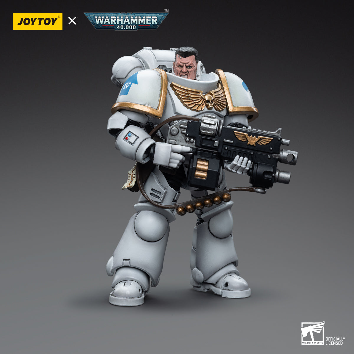 1/18 JOYTOY Warhammer 40K Space Marines White Consuls Intercessors Action Figure Set (3pcs) - Perfect for Collectors, Wargaming, and Tabletop Battles