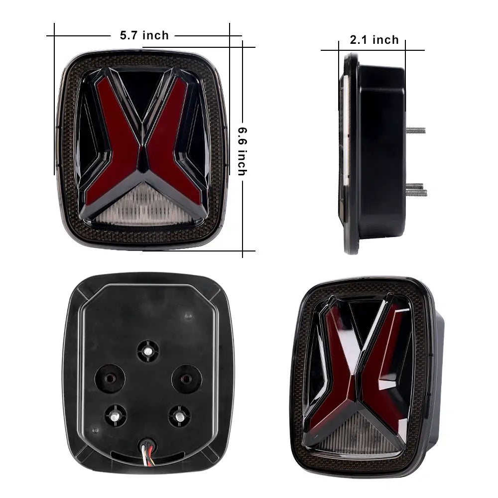 LOYO X-Shaped LED Tail Lights Kit for Jeep Wrangler TJ YJ CJ - DOT Approved - Waterproof & Durable - Perfect for Off-Roading & Night Driving
