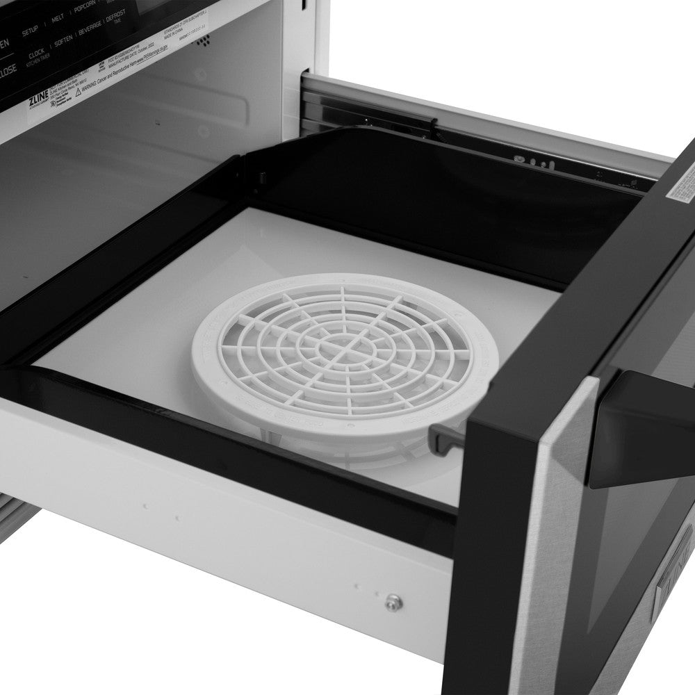 ZLINE Autograph Edition 24 Inch Built-In Microwave Drawer - 1.2 Cu Ft Stainless Steel with Matte Black Accents | Under Counter Kitchen Appliance for Modern Homes & Luxury Condos (MWDZ 1 SS H MB)