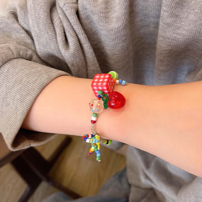 Y2K Mushroom Beaded Bracelet for Women - Colorful Boho Summer Festival Jewelry - Perfect for Music Festivals, Beach Parties, and Carnival Outfits