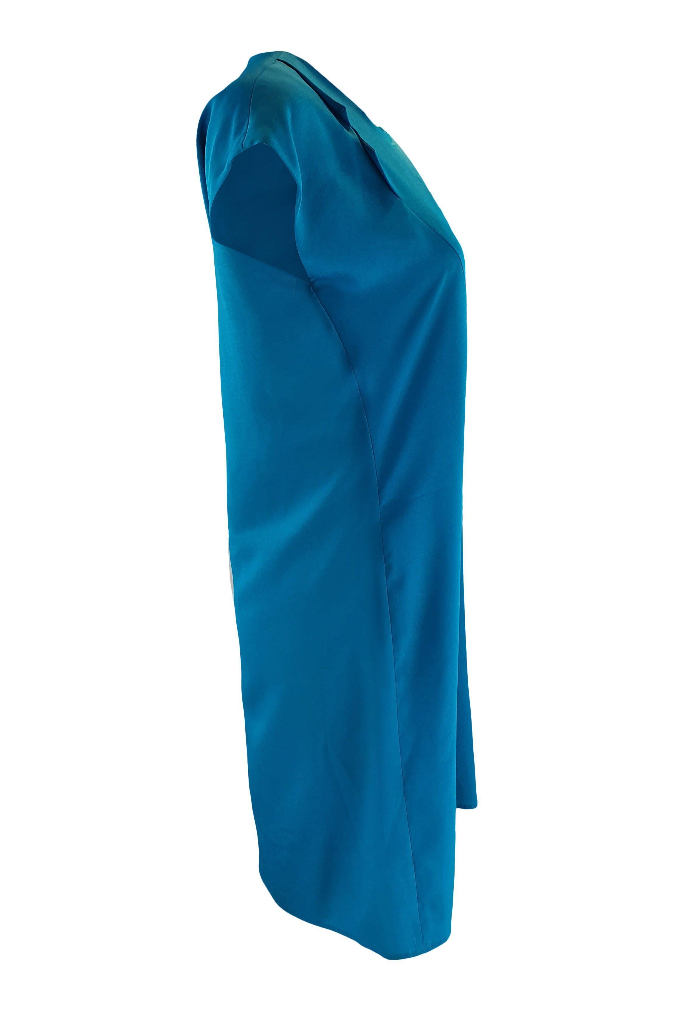 Maison Martin Margiela 2014 Blue Asymmetric Shift Dress Size IT 38 - Elegant Evening Wear for Parties & Special Occasions