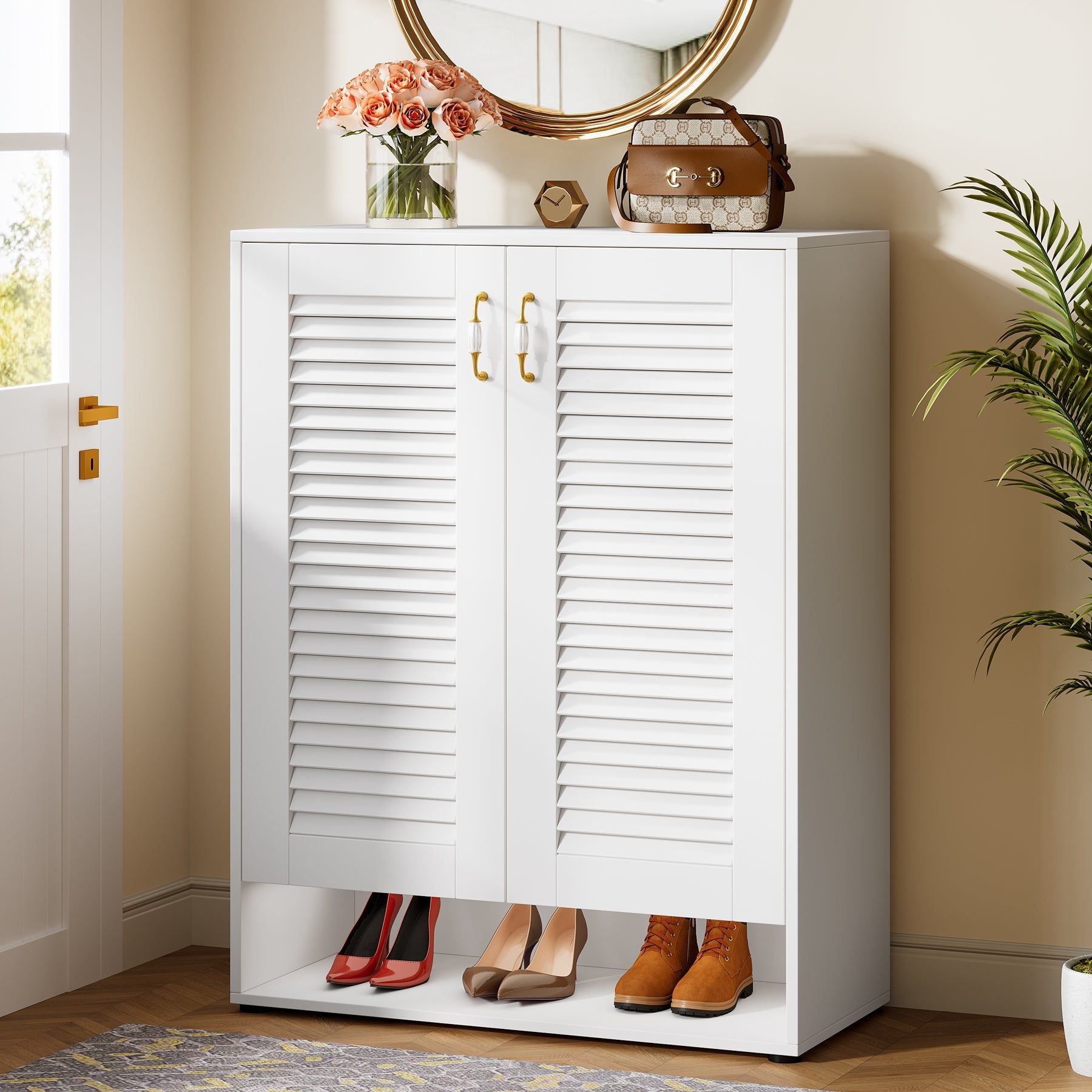 41-Inch Shoe Storage Cabinet - 24 Pair Adjustable Shoe Rack Organizer with Removable Shelves | Perfect for Entryway, Closet & Bedroom Organization