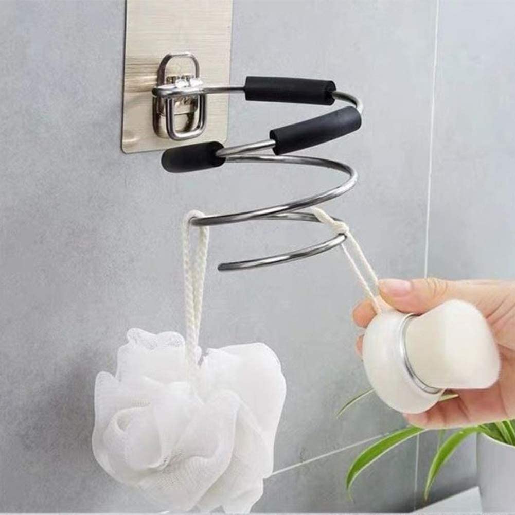 Stainless Steel Hair Dryer Holder Wall Mount - Blow Dryer Organizer Rack for Bathroom, Salon & Barber Shop - Space Saving Storage Shelf (Silver, Pack of 1) - Perfect for Home, Spa & Professional Use