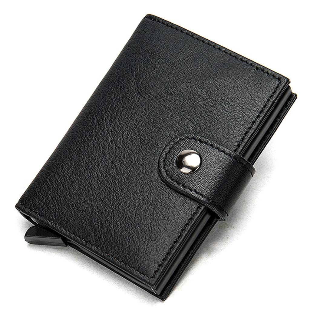 Premium Genuine Leather Slim Wallet for Men - RFID Blocking Card Holder & Business Card Case (Color: Black) - Perfect for Everyday Carry, Travel & Minimalist Lifestyle