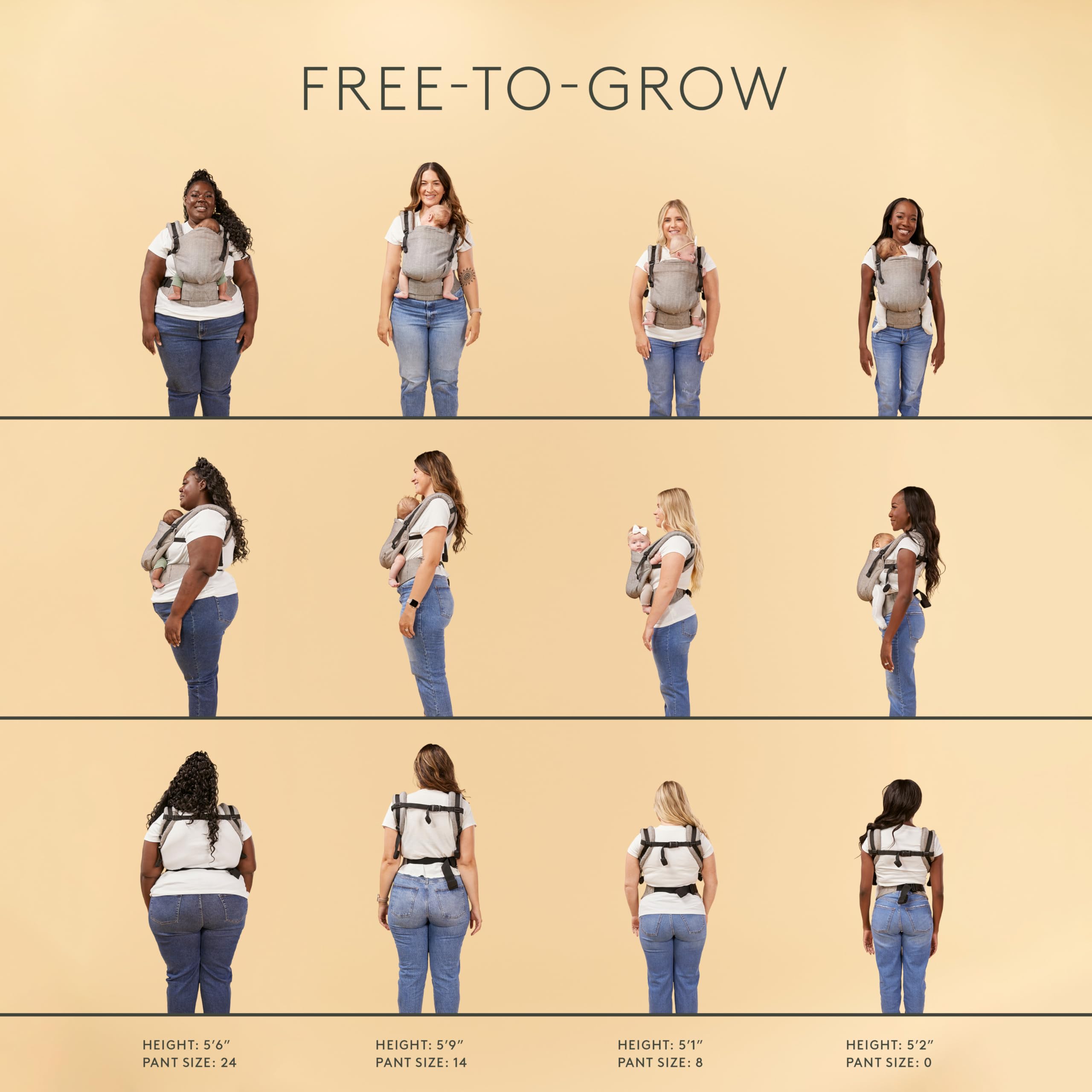 Tula Free-to-Grow Ergonomic Baby Carrier - Adjustable Infant & Toddler Carrier (7-45 lbs) - Comfortable Hands-Free Babywearing for Parents - Perfect for Shopping, Hiking & Daily Errands