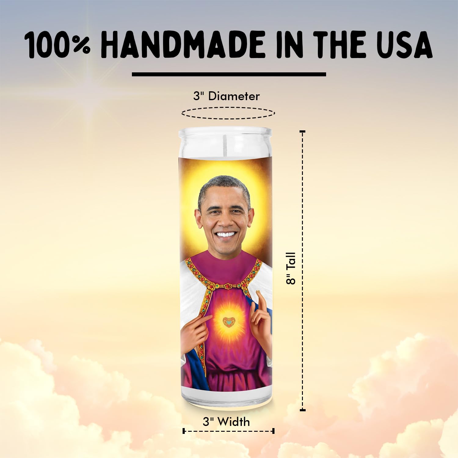 Obama Celebrity Prayer Candle - Handmade Saint Candle in USA - Unique Novelty Gift for Home Decor, Political Humor & Collectors - Perfect for Parties, Gag Gifts & Obama Fans