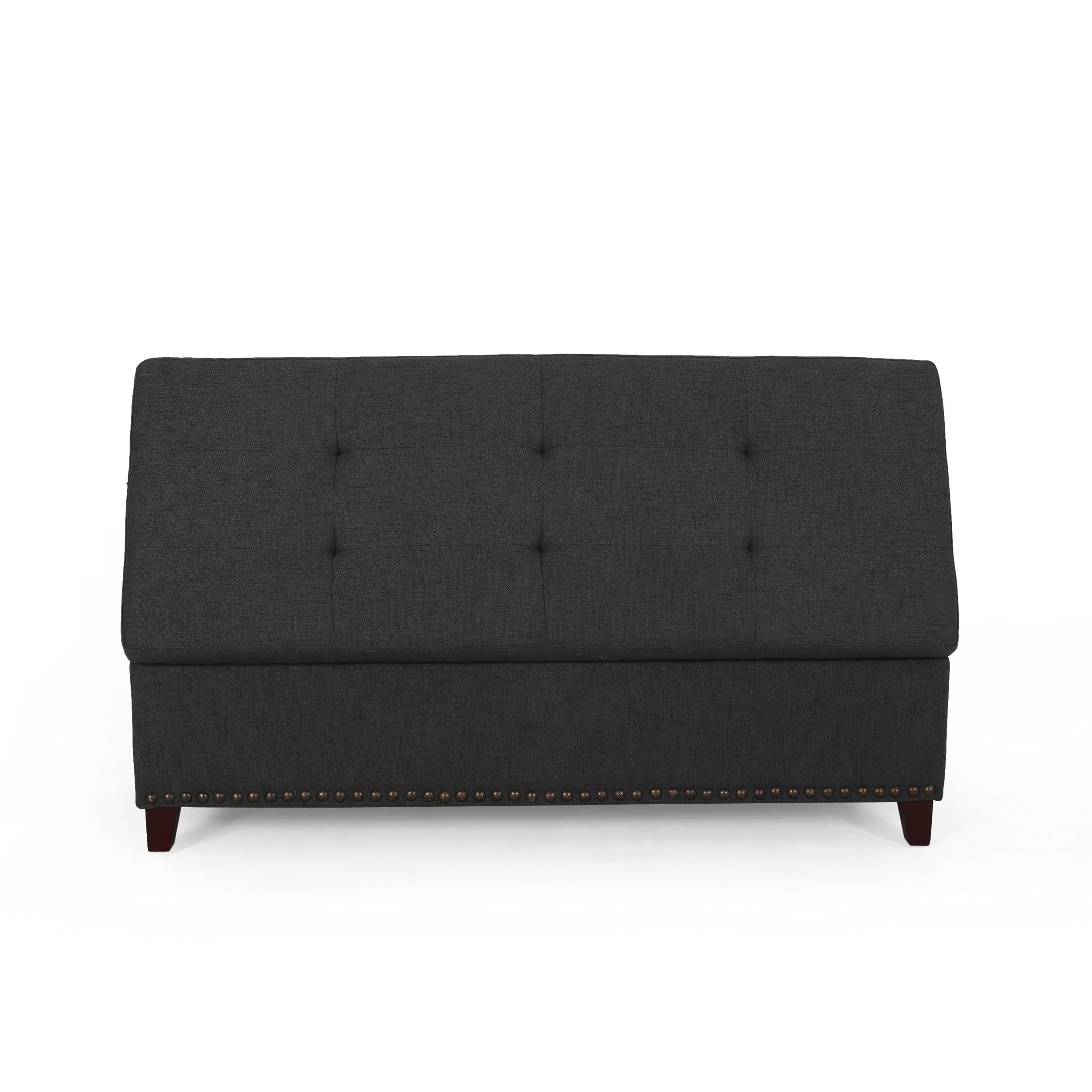 Christopher Knight Home Obert Ottoman - Dark Gray Storage Bench with Tufted Upholstery | Perfect for Living Room, Bedroom & Entryway Seating & Organization