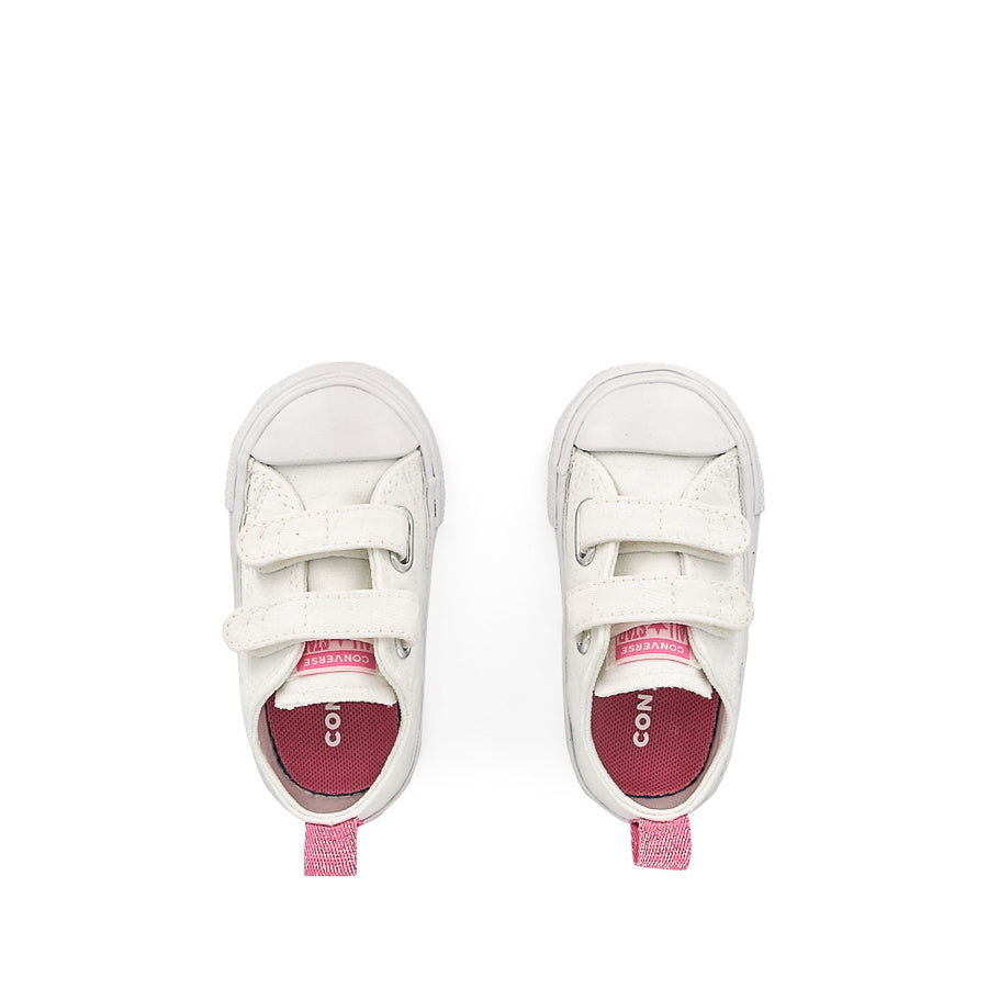 Converse All Star Low Infant 2V Sneakers - Dazzling White/Oops! Pink/White - Stylish & Comfortable Baby Shoes for Everyday Wear & Special Occasions