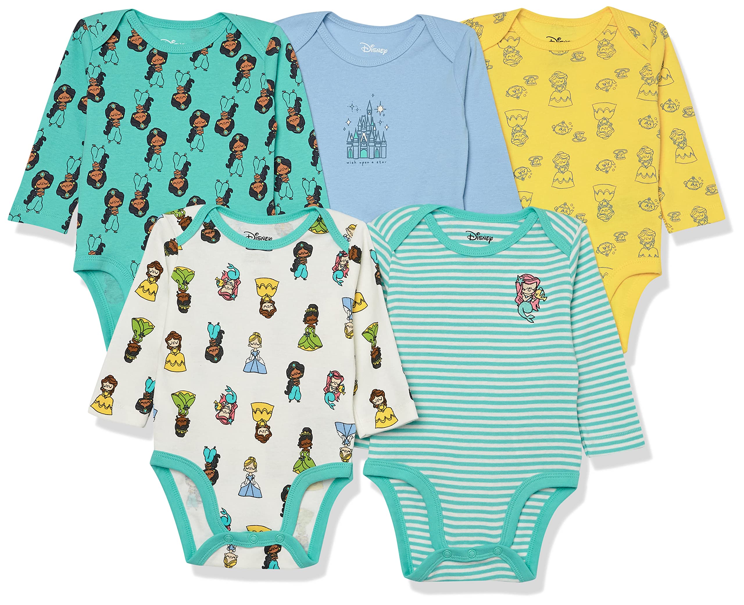 Disney Marvel Star Wars Princess Long-Sleeve Bodysuits for Baby Girls - Soft Cotton Onesies for Infants & Toddlers - Perfect for Playtime, Nursery & Family Outings