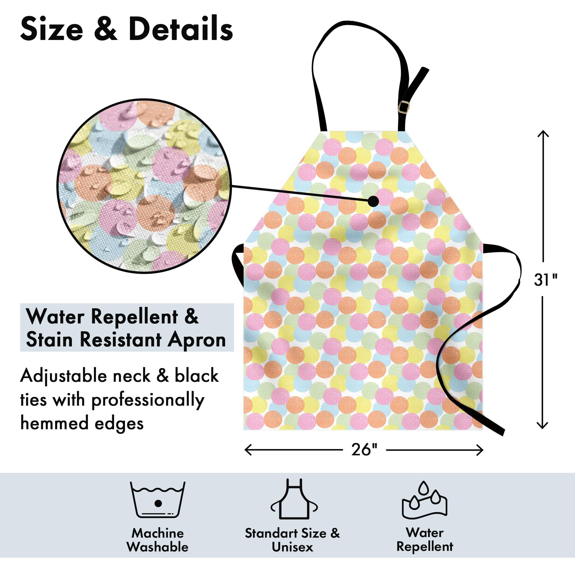 Ambesonne Geometric Apron - Pastel Circles Unisex Kitchen Bib for Cooking & Gardening