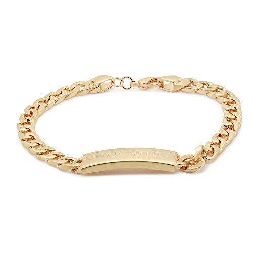 Personalized Men's Engraved Name Plate Bracelet - 18K Gold Plated Custom Jewelry Gift for Him - Perfect for Anniversary, Birthday & Special Occasions