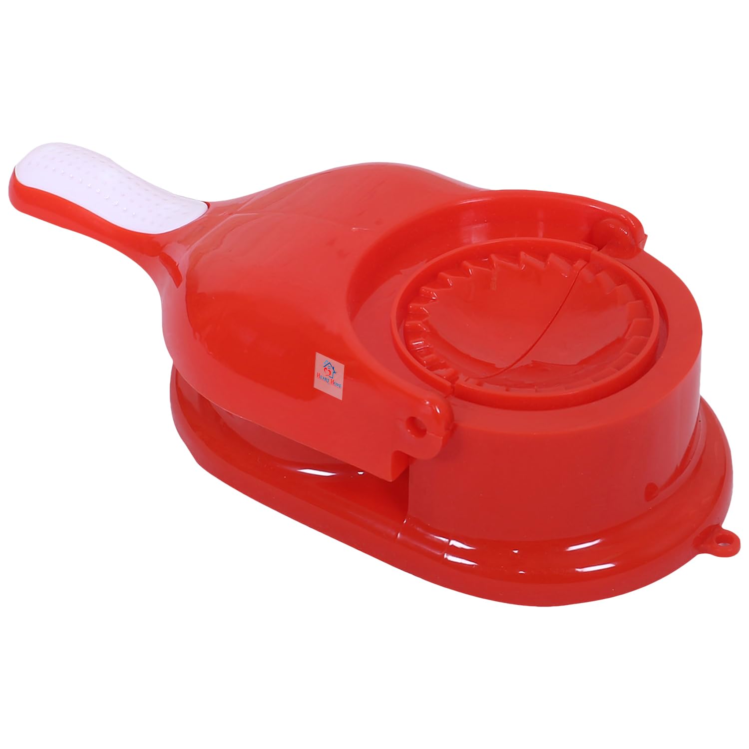 2-in-1 Plastic Dumpling Maker Tool - Heart Home Dumpling Press for Momos, Gujiya & More | Manual Dumpling Maker Machine for Kitchen | Perfect for Asian Cooking, Party Snacks & Family Meal Prep (Red)