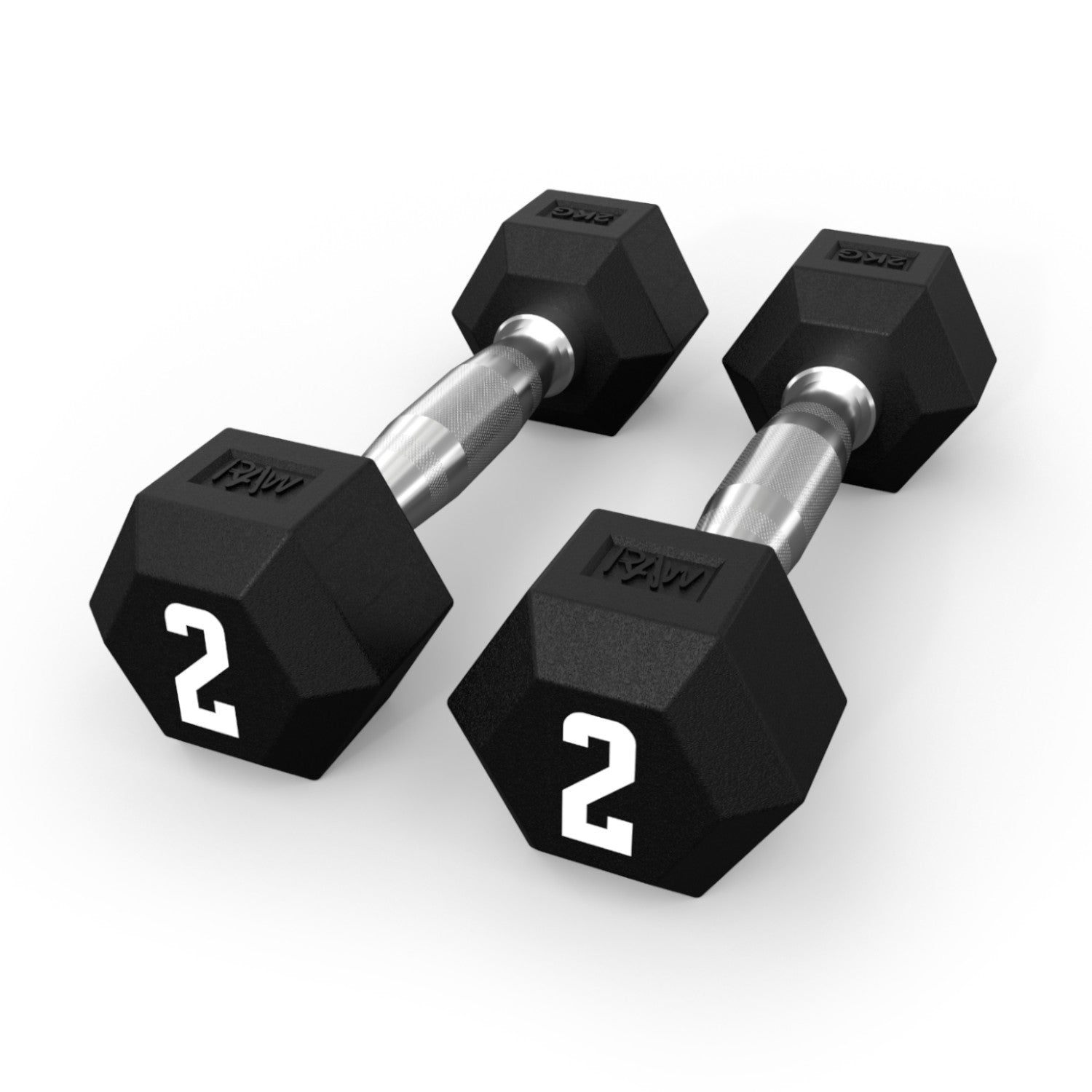 2KG Rubber Hex Dumbbell Pair - Non-Slip Grip for Home Gym, Strength Training & Fitness Workouts
