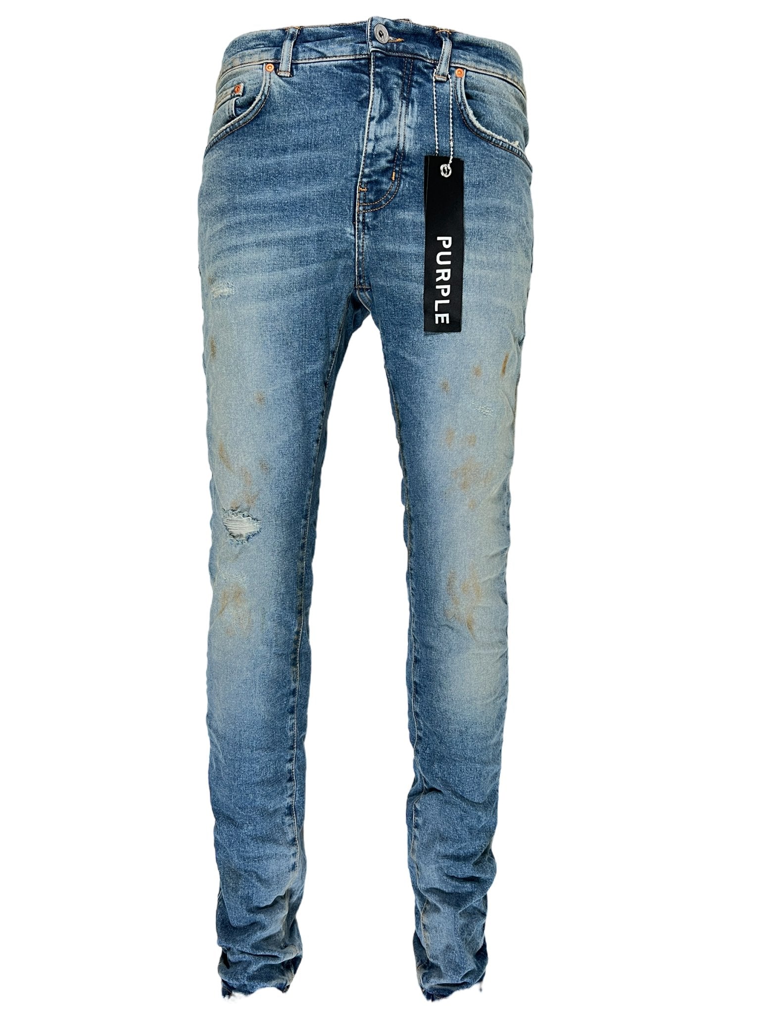 Purple Brand P001 FLIP Faded Light Indigo Painter Jeans - Stylish Distressed Denim for Men, Perfect for Casual Wear & Street Fashion