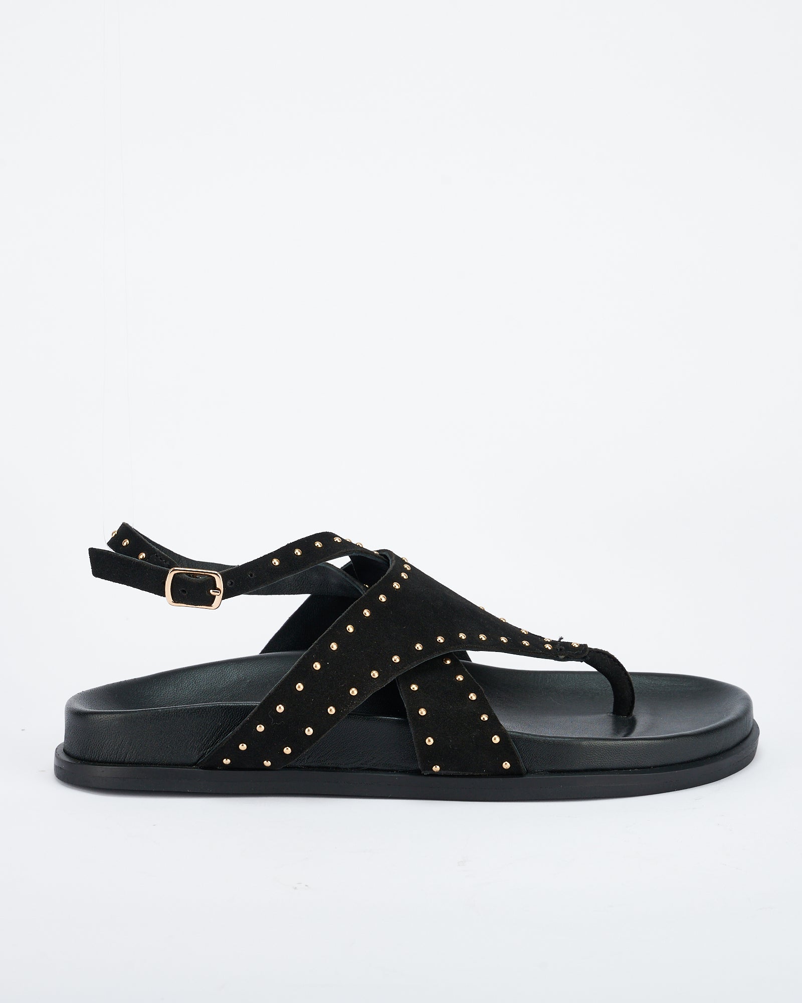 Faust Footbed Black Suede/Gold - Premium Orthotic Sandals for Women & Men - Perfect for Beach, Pool, and Summer Outdoor Activities