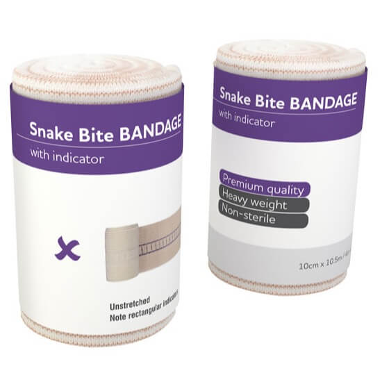 Premium Snake Bite Bandages with Continuous Indicator - 4.5m First Aid Compression Wrap (12 Pack) for Outdoor Hiking, Camping & Emergency Survival Kits