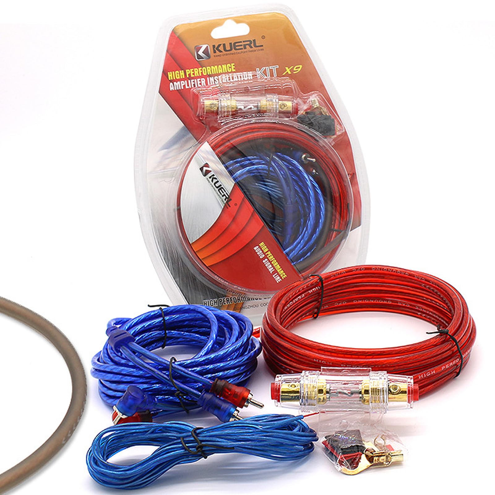 10GA Amplifier Wiring Kit - 1500W Car Audio Power Cable with Fuse Holder for Car Amplifier and Speaker Installation - Perfect for Upgrading Car Sound Systems, DIY Audio Projects, and Professional Installations