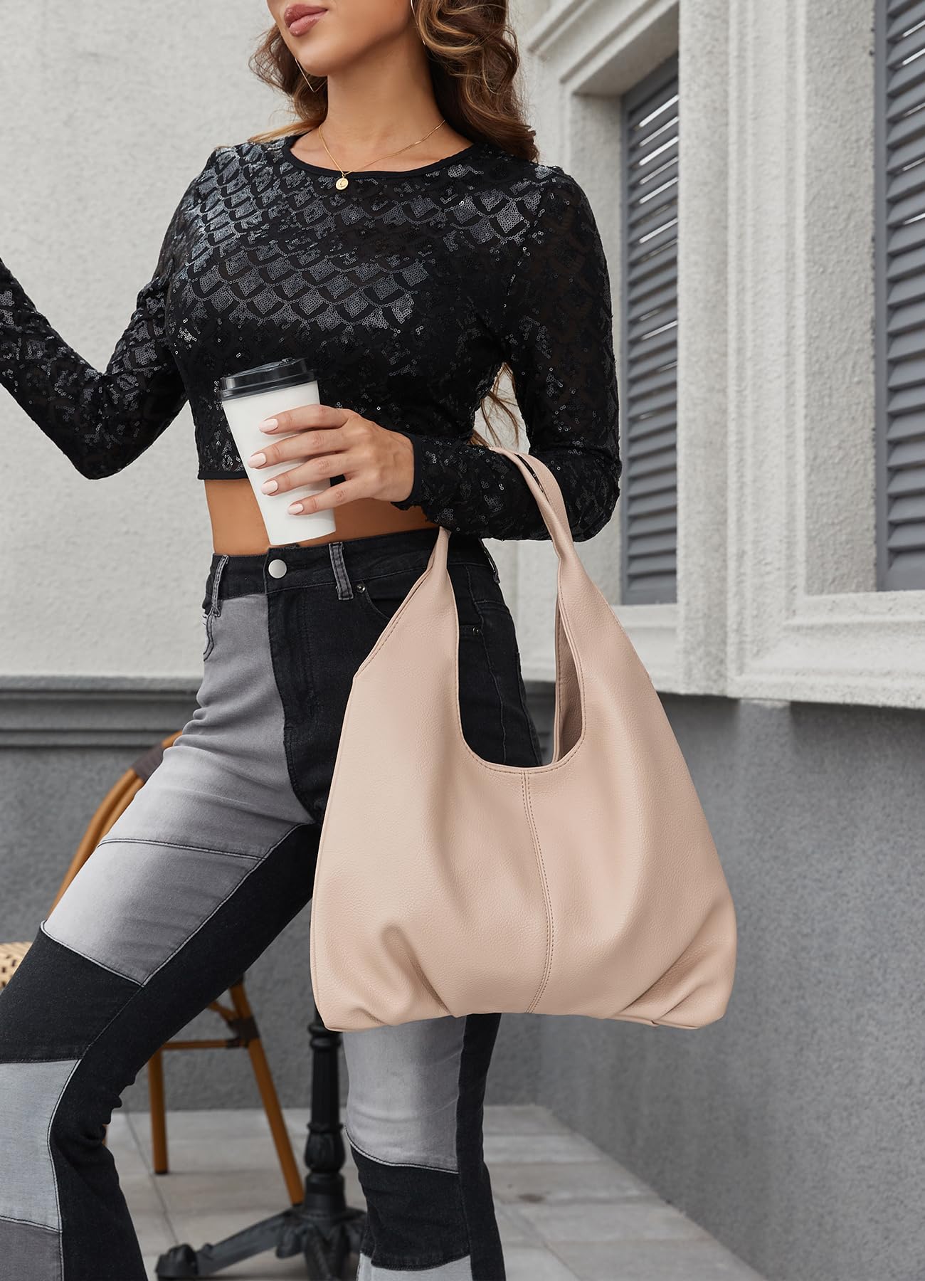 NIUEIMEE ZHOU Women's Retro Vegan Leather Hobo Shoulder Bag - Stylish Tote & Clutch Purse for Work, Travel & Everyday Use