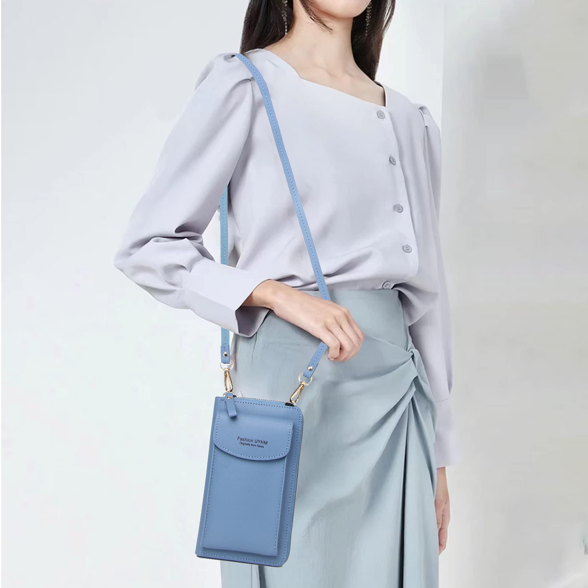 RFID Blocking Crossbody Phone Purse for Women - Blue, Perfect for Travel & Shopping