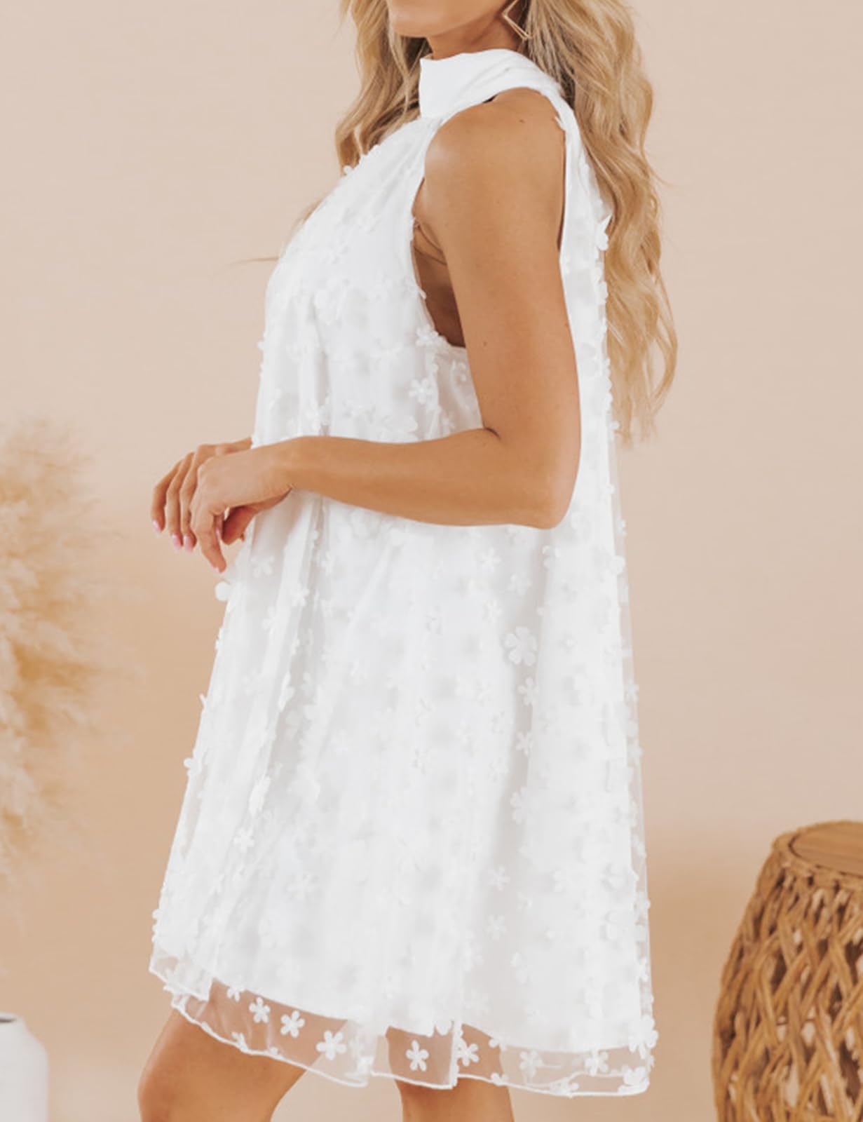 VIMPUNEC 2024 Women's Summer Wedding Guest Dress - Formal Cocktail Halter Swing Dress, Cute A-Line Mini Homecoming Dress for Parties, Bridal Showers & Special Occasions