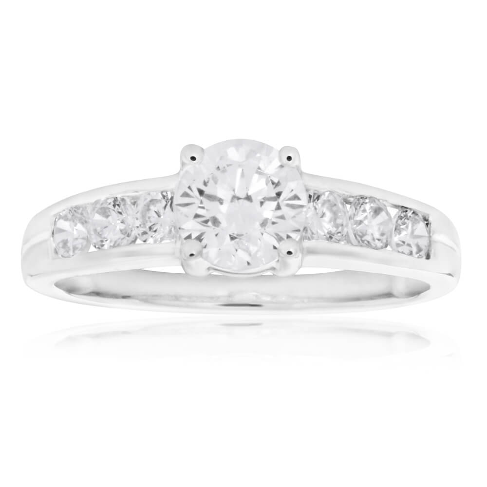 9ct White Gold Cubic Zirconia 6mm Solitaire Engagement Ring for Women - Perfect for Proposals, Anniversaries & Special Occasions