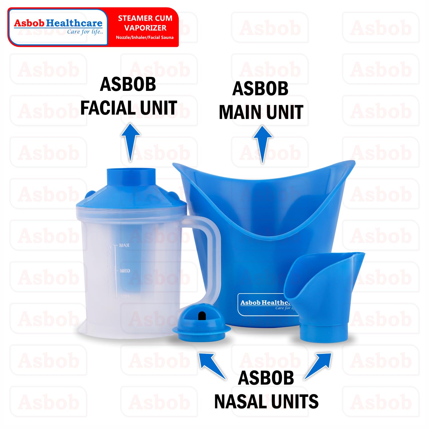 Asbob 3-in-1 Steamer for Cold & Cough Relief - Electric Vaporizer for Adults, Facial Steamer & Steam Inhaler - Portable Nebulizer for Home & Travel Use (Blue) - Perfect for Congestion Relief & Skincare Routine