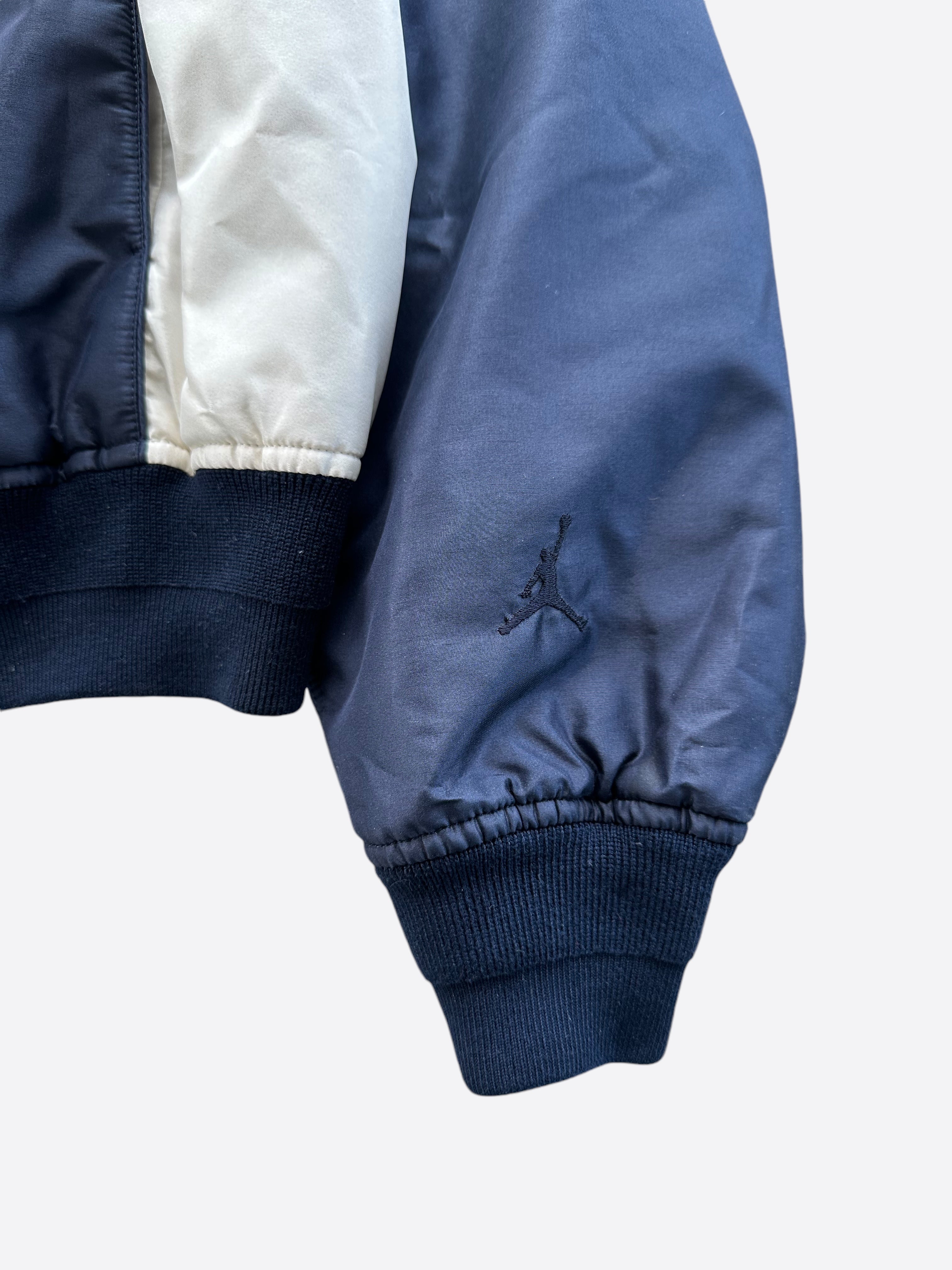 Dior Air Jordan Navy & White Embroidered Silk Bomber Jacket - Luxury Streetwear for Men | Perfect for Casual Outfits, Parties & Fashion Events