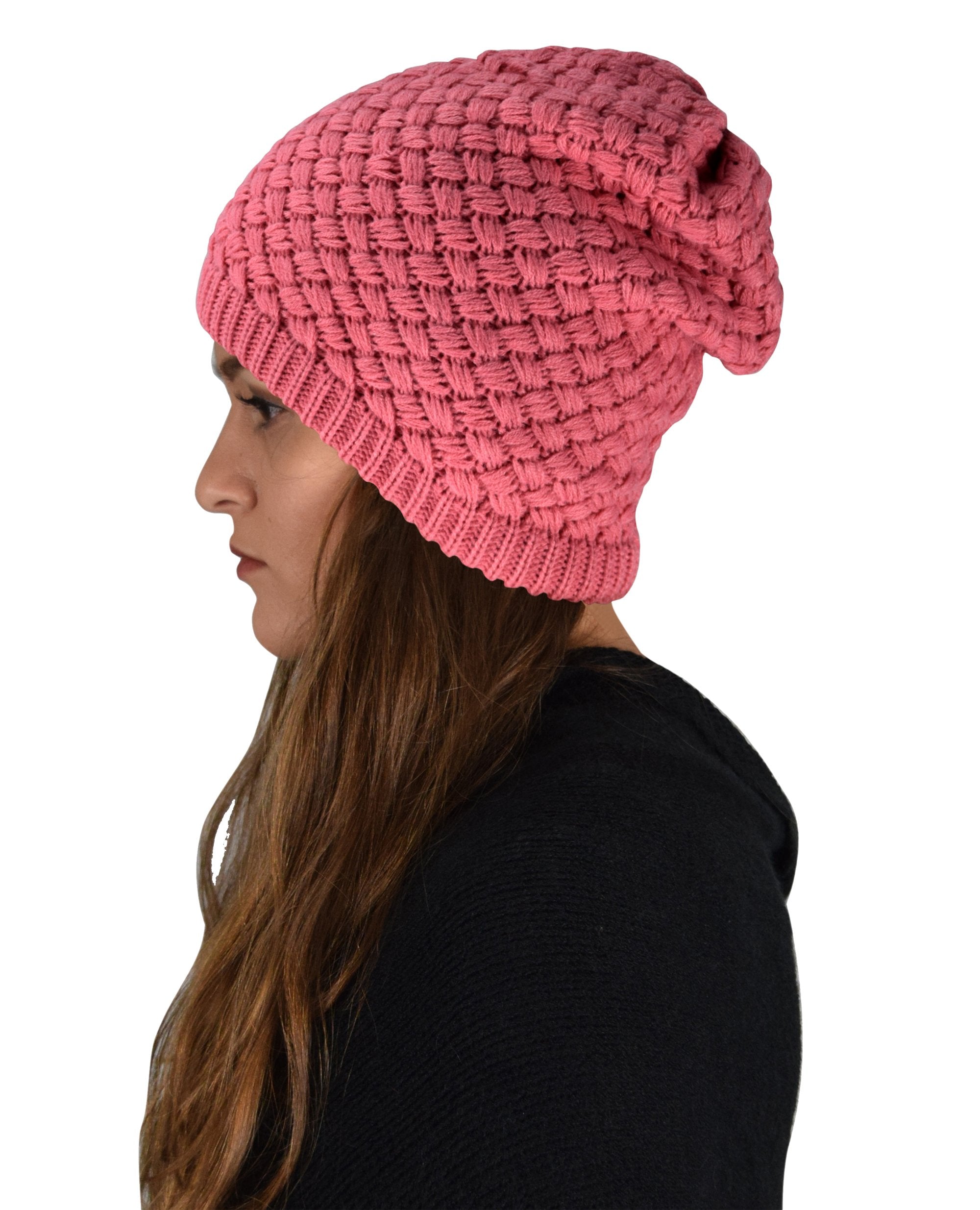 Warm Thick Crochet Knit Double Layer Beanie Slouchy Hat for Women & Men - Cozy Winter Accessory for Outdoor Activities