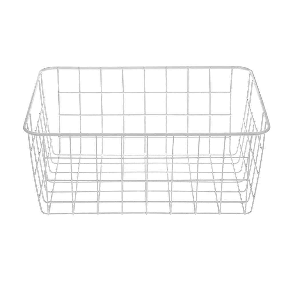 Iron Wire Wrought Storage Basket - Metal Organizer for Bathroom, Kitchen, Desktop | Household Container for Toys, Fruits & Sundries (White) | Perfect for Home Organization & Decorative Storage Solutions