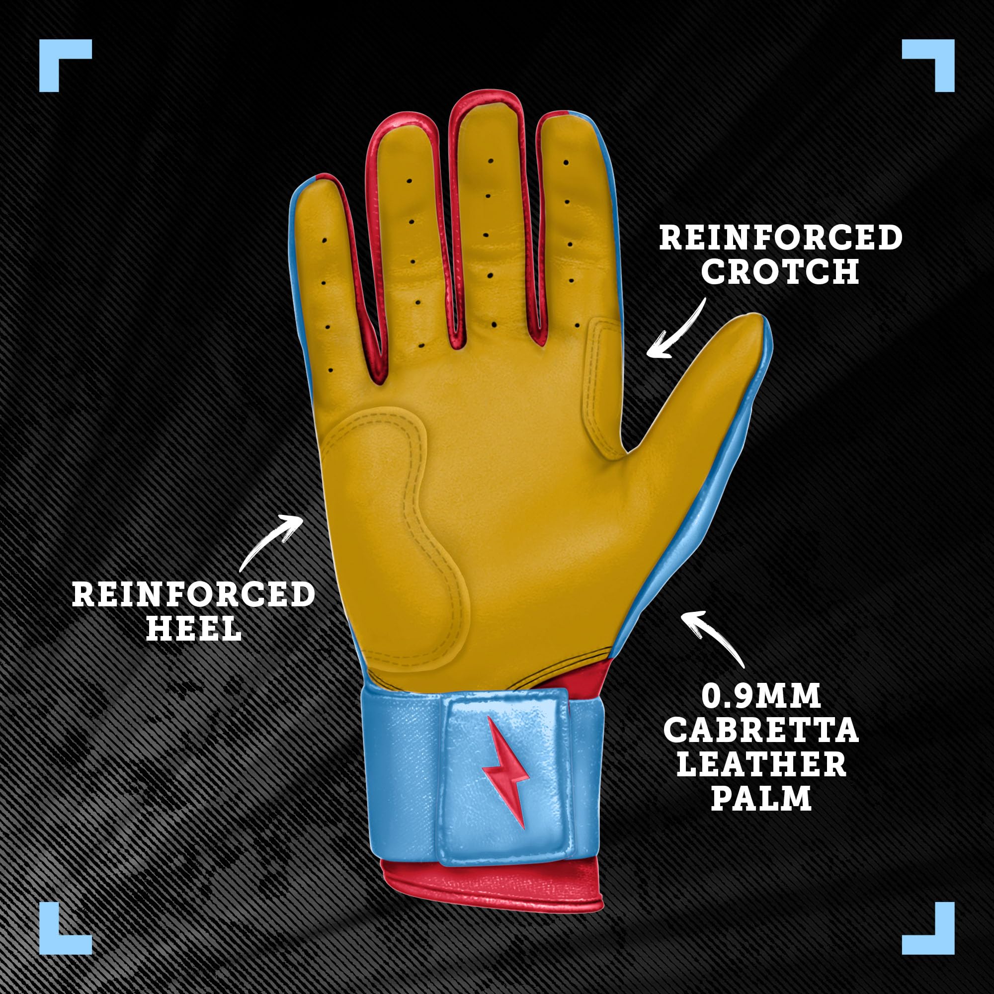BRUCE BOLT Signature Series Long Cuff Batting Gloves - Premium Baseball & Softball Training Gloves for Hitting & Fielding - Perfect for Practice, Games & Tournaments