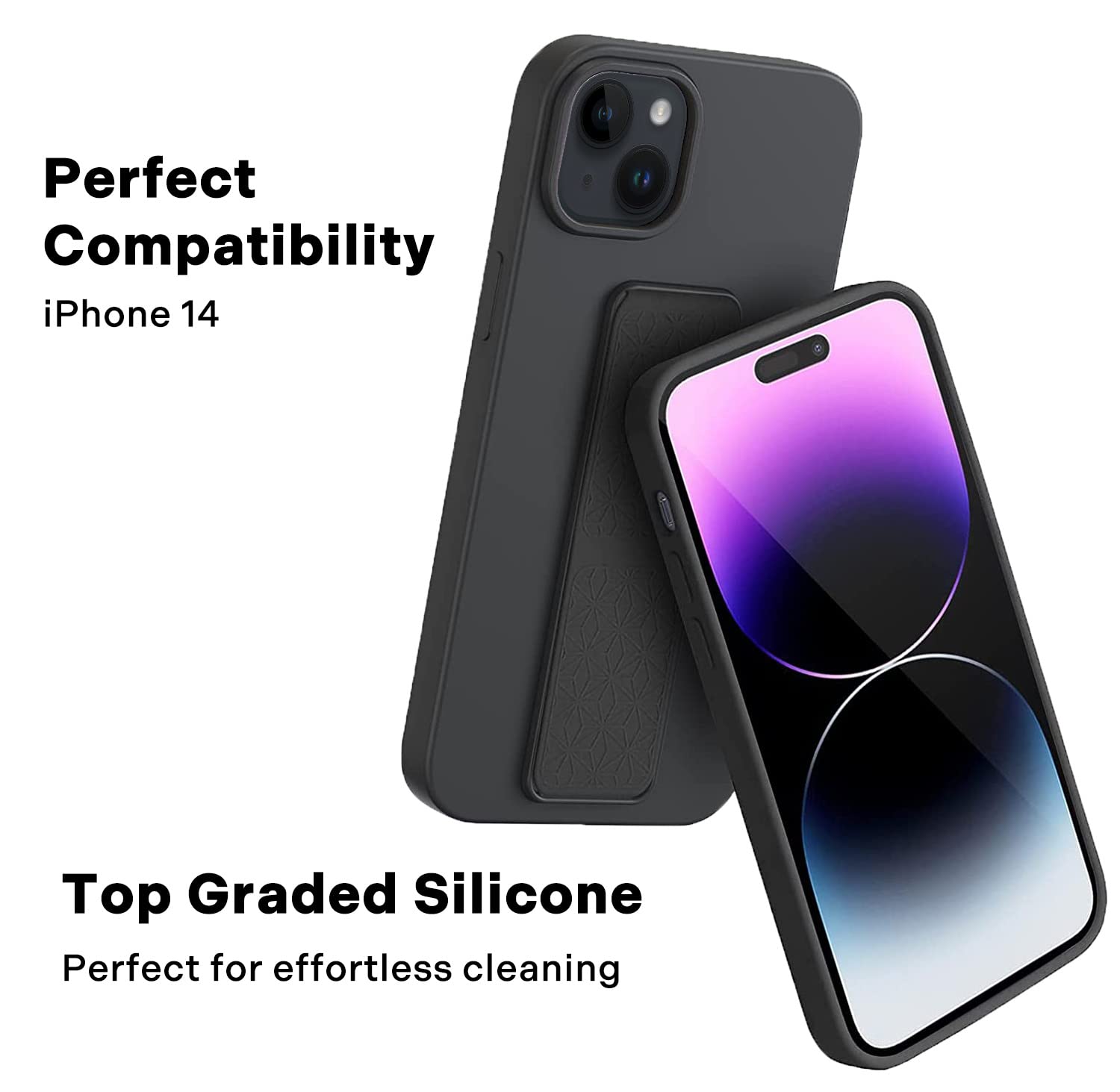 Phone Loops - Premium Silicone iPhone 14 Case with Foldable Kickstand & Grip Strap Holder | Shockproof Protective Cover with Stand for Hands-Free Viewing, Perfect for Workouts, Travel & Daily Use