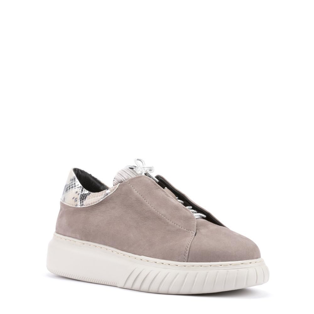 ANDiA FORA - Libi PY Women's Leather Sneakers | Handmade Comfortable Casual Shoes for Women | Grey | Perfect for Walking, Work & Everyday Wear