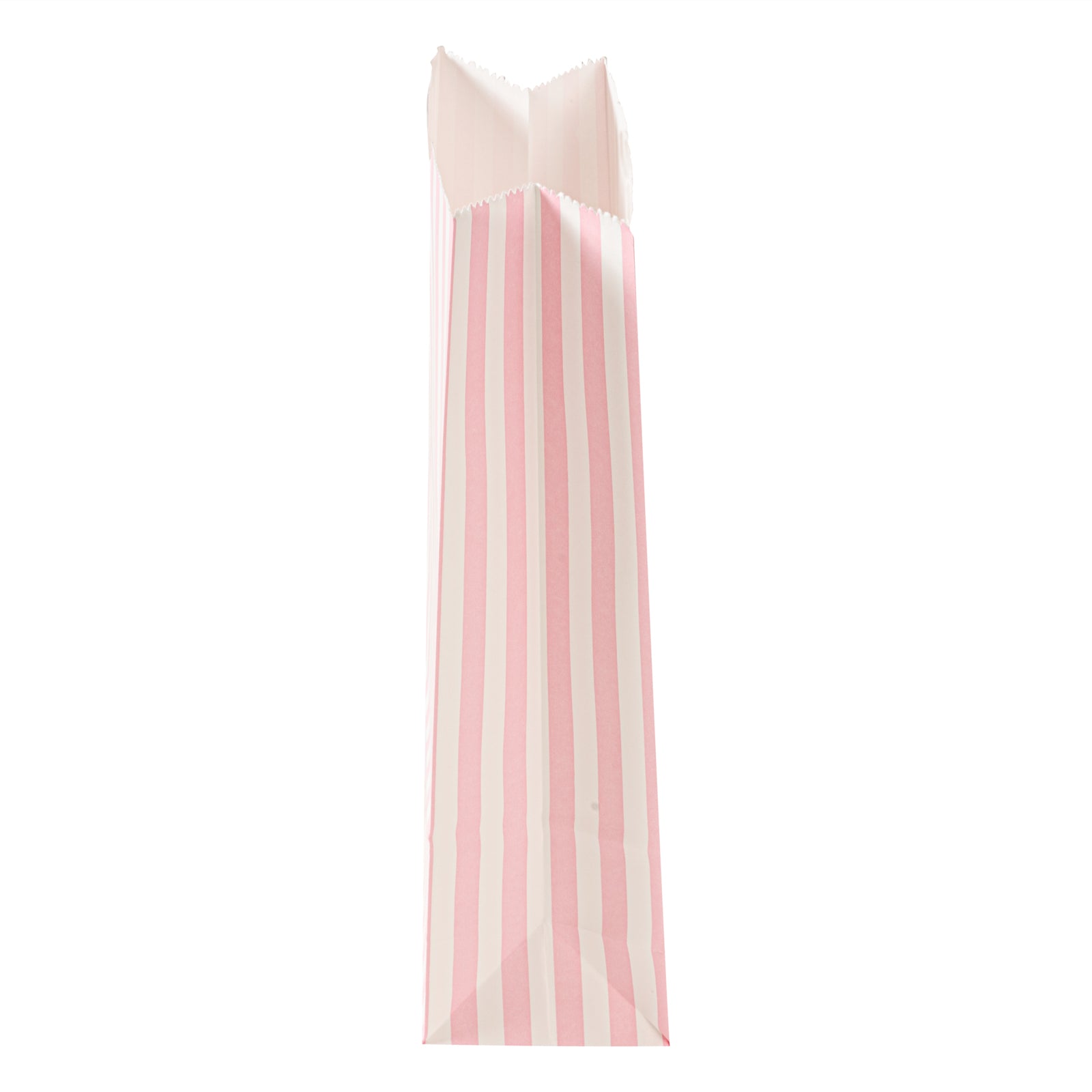 Pink and White Striped Paper Bags - 2 lb Capacity, 4.25