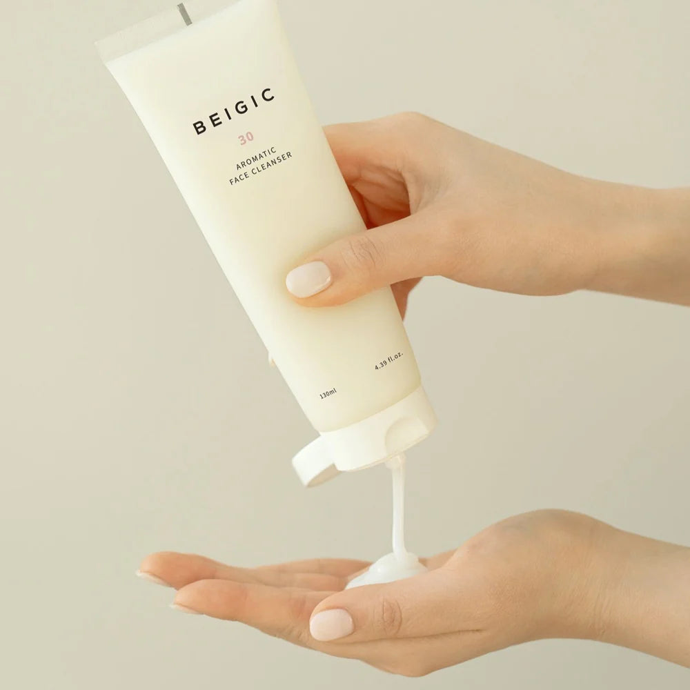 BEIGIC Aromatic Facial Cleanser 130ml - Gentle Foaming Face Wash for All Skin Types - Perfect for Daily Skincare Routine & Travel