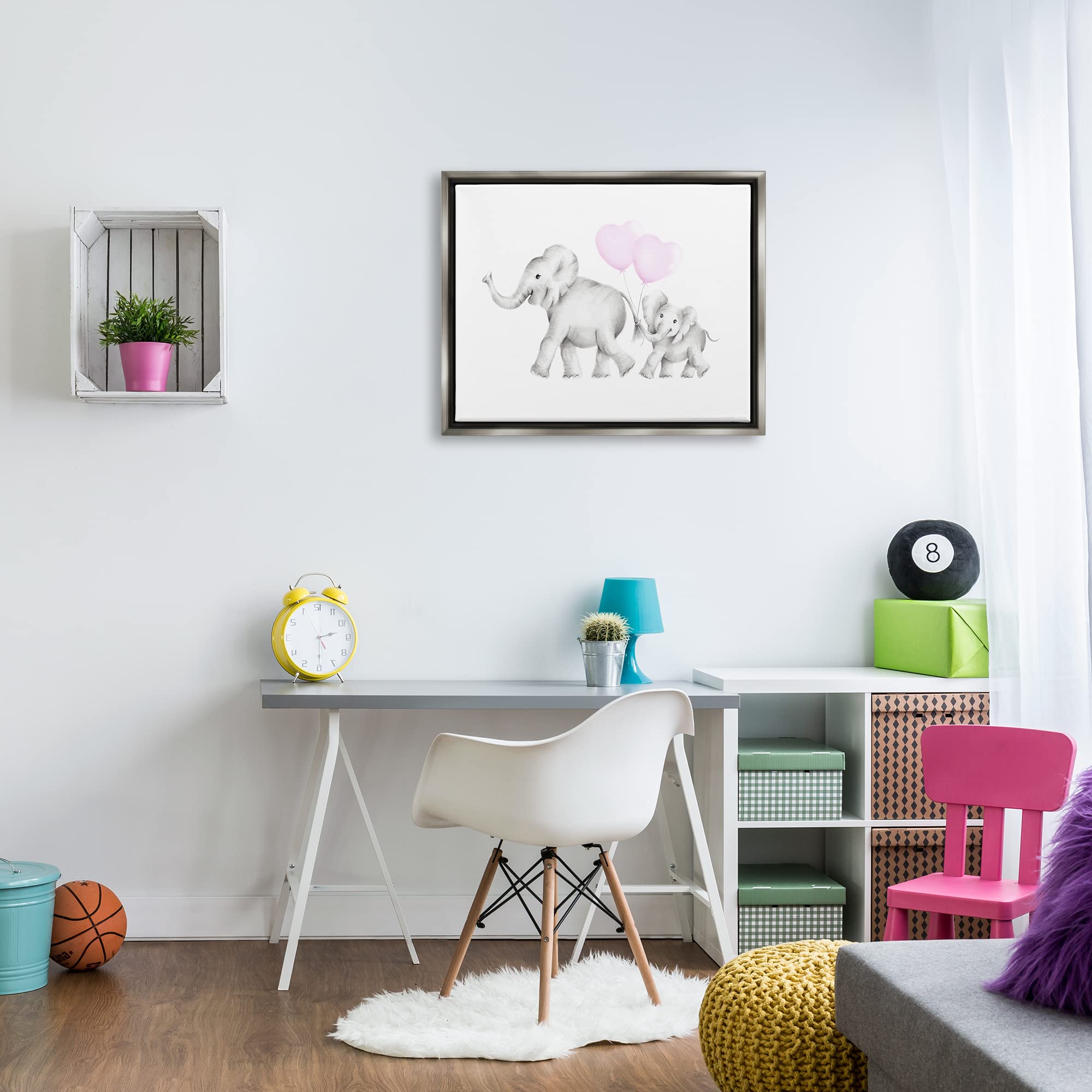 Stupell Industries Mama and Baby Elephants Wall Art - Nursery Decor, Baby Shower Gift, Kids Room Painting by Studio Q | Perfect for Elephant-Themed Nursery, Children's Bedroom & Playroom Decor