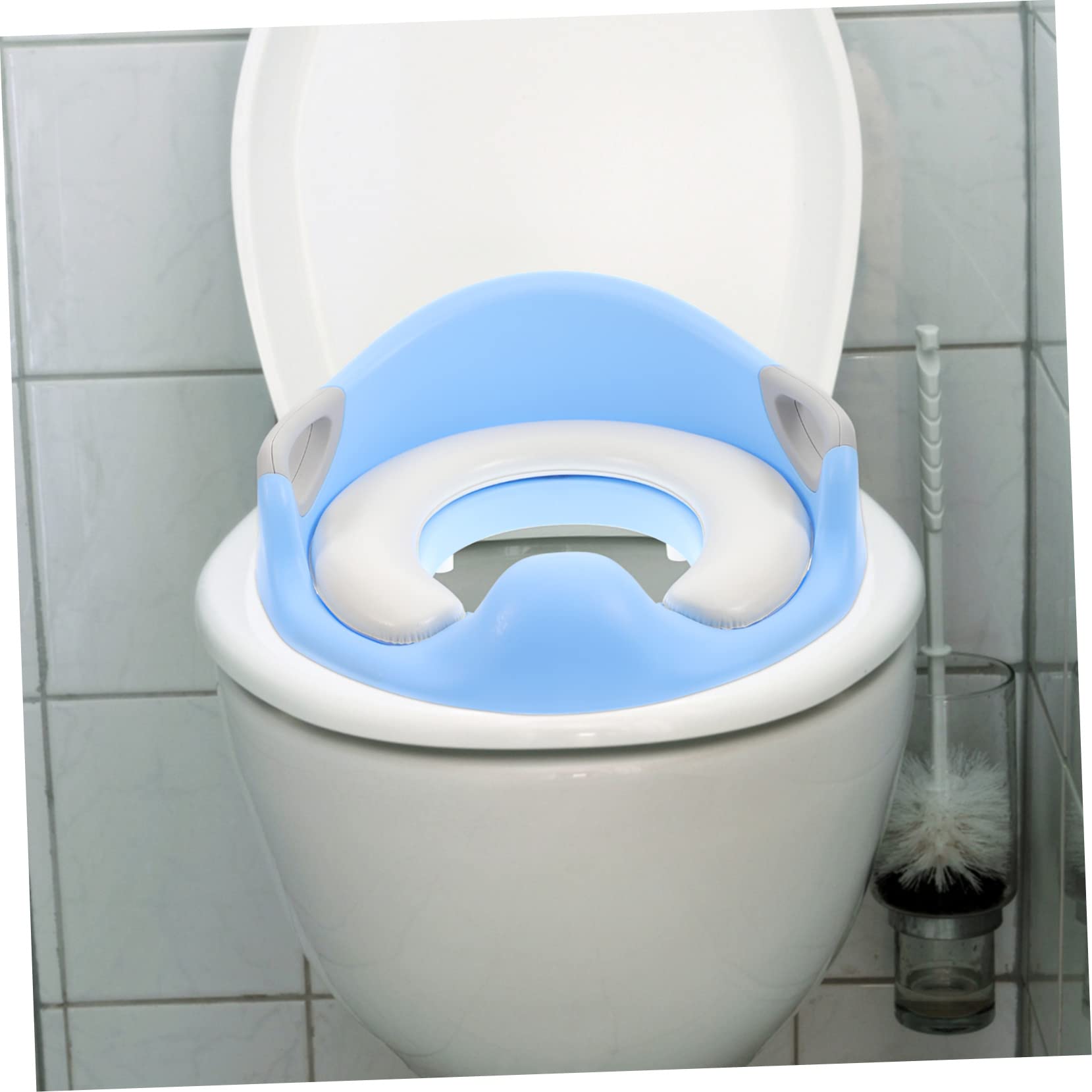 HEMOTON 1-Piece Soft PU Blue Toilet Trainer Seat Ring - Non-Slip Potty Training Cover for Toddlers & Kids | Perfect for Home, Travel & Daycare Use