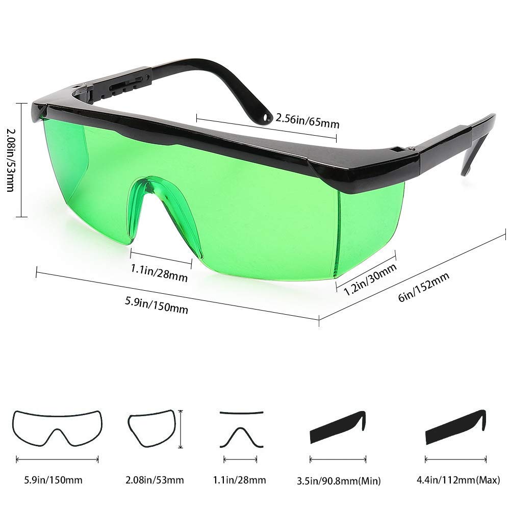Comgrow 2 Pack Laser Safety Glasses - UV Protection 200nm-450nm & Infrared 800nm-2000nm - Adjustable Frame for Laser Engraving, Cutting, Welding - Eye Protection Goggles for DIY Projects & Professional Use