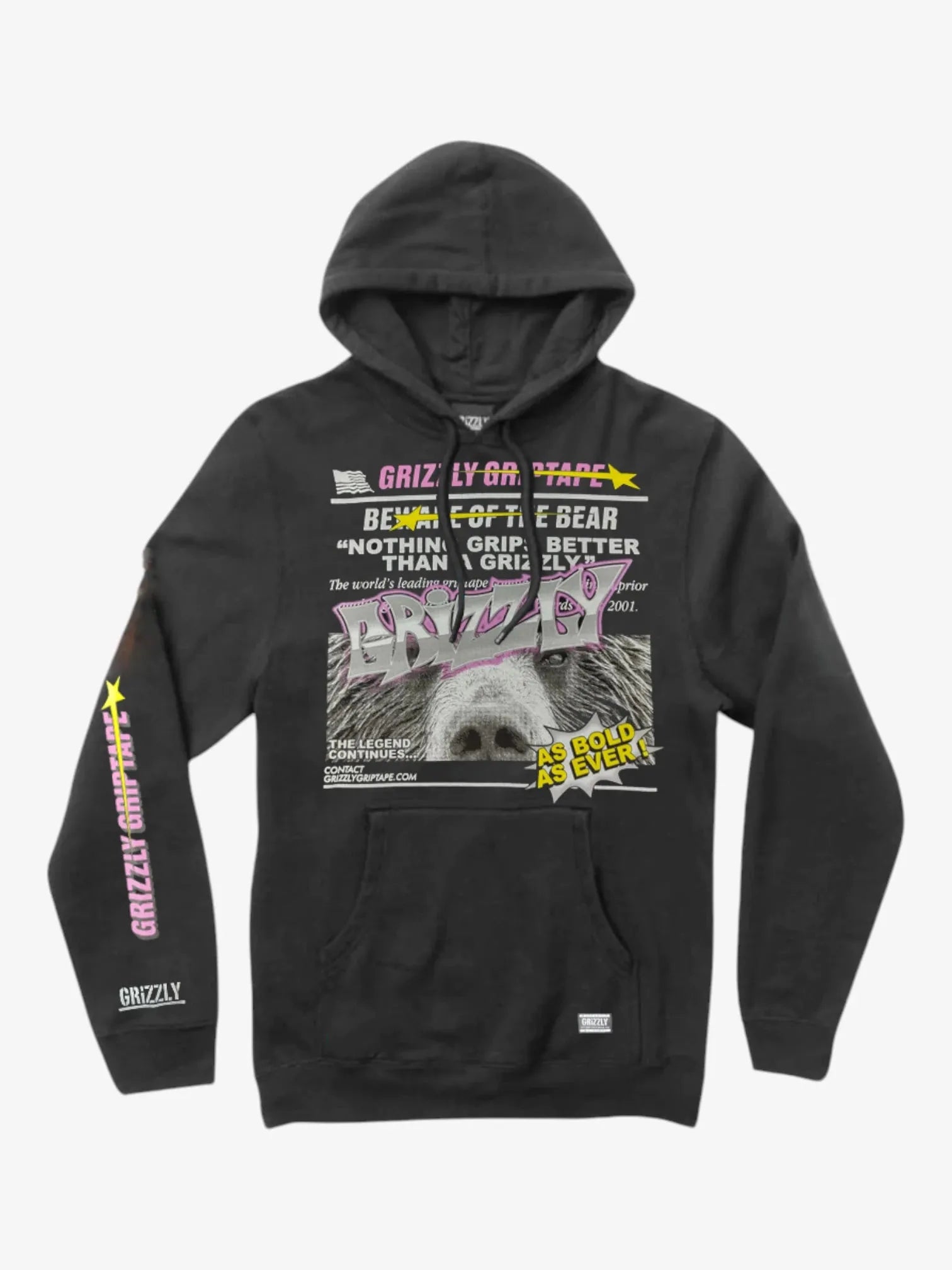 Grizzly Headlines Black Hoodie - Trendy Men's & Women's Pullover for Casual Wear, Street Style & Winter Outfits