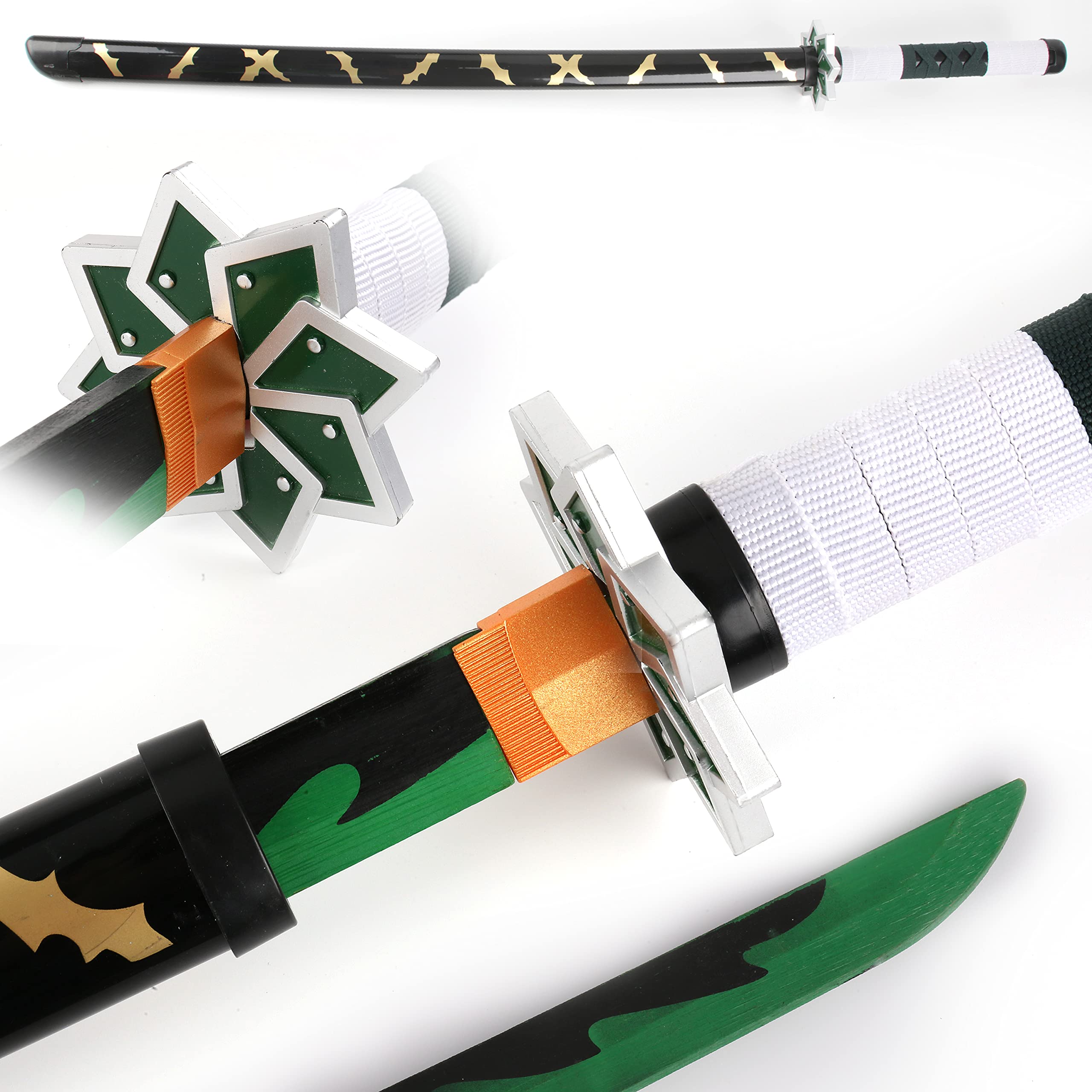 Demon Slayer Katana Sword - Anime Cosplay Replica with Natural Bamboo Handle, 41 Inch Decorative Collectible (0.68lb) | Perfect for Gift Giving, Home Decor & Anime Convention Cosplay