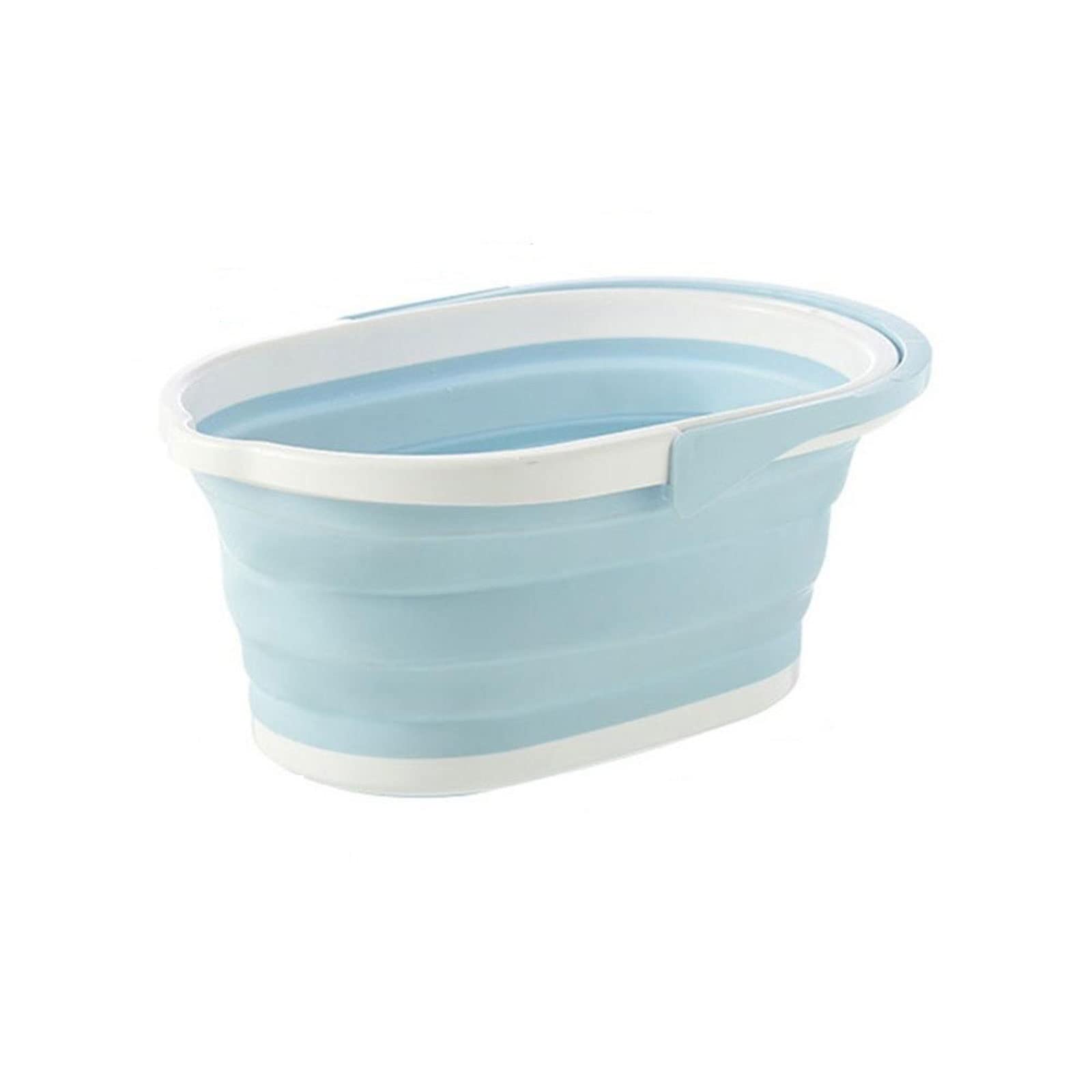 DIWANG Collapsible Plastic Mop Bucket - Foldable Foot Bath & Multipurpose Wash Basin for Kitchen, Dish Washing & Household Cleaning (Blue) - Space Saving Storage & Travel Use