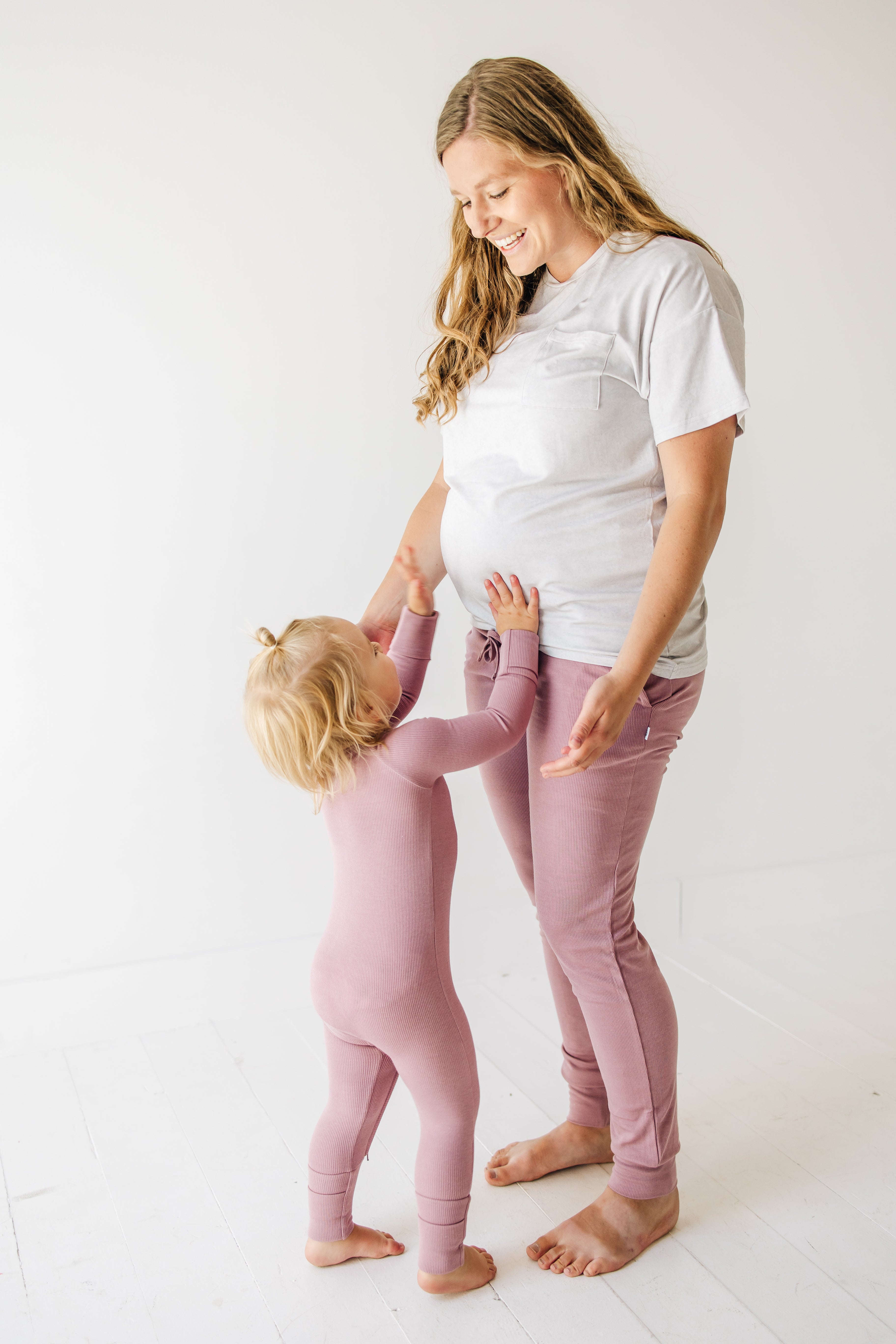 Mauve Ribbed Jogger Pajama Pants for Women - Soft Lounge Pants for Sleeping, Relaxing & Home Comfort