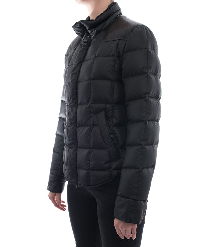 Balmain Black Puffer Jacket with Leather Trim - Winter Coat for Women | Fashion Outerwear for Cold Weather & Street Style