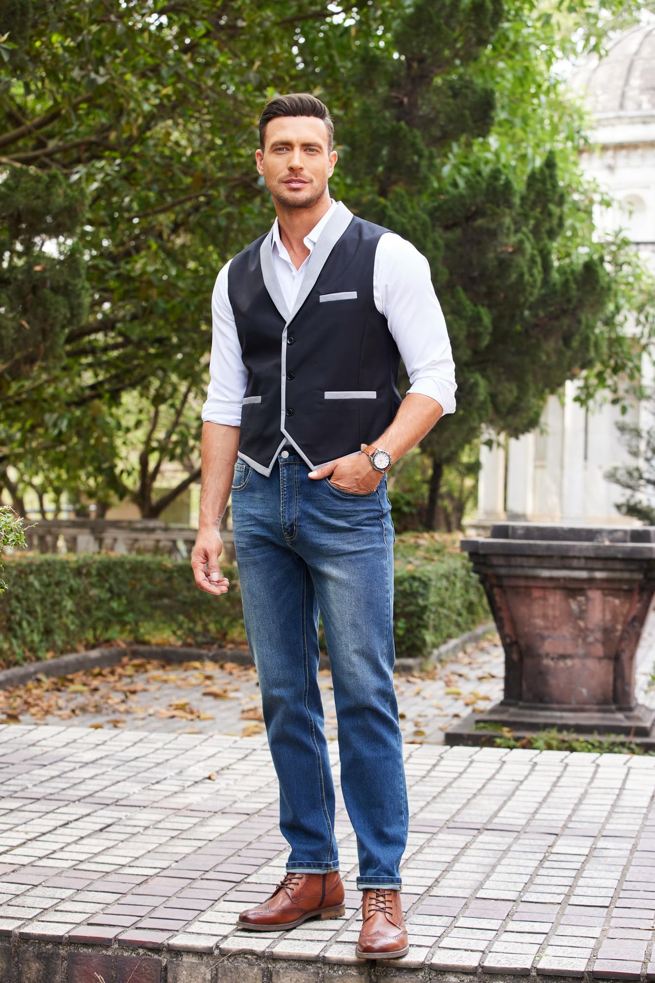 COOFANDY Slim Fit Men's Suit Vest - Formal Business Dress Waistcoat for Wedding & Office - Premium Stretch Fabric for Comfortable All-Day Wear